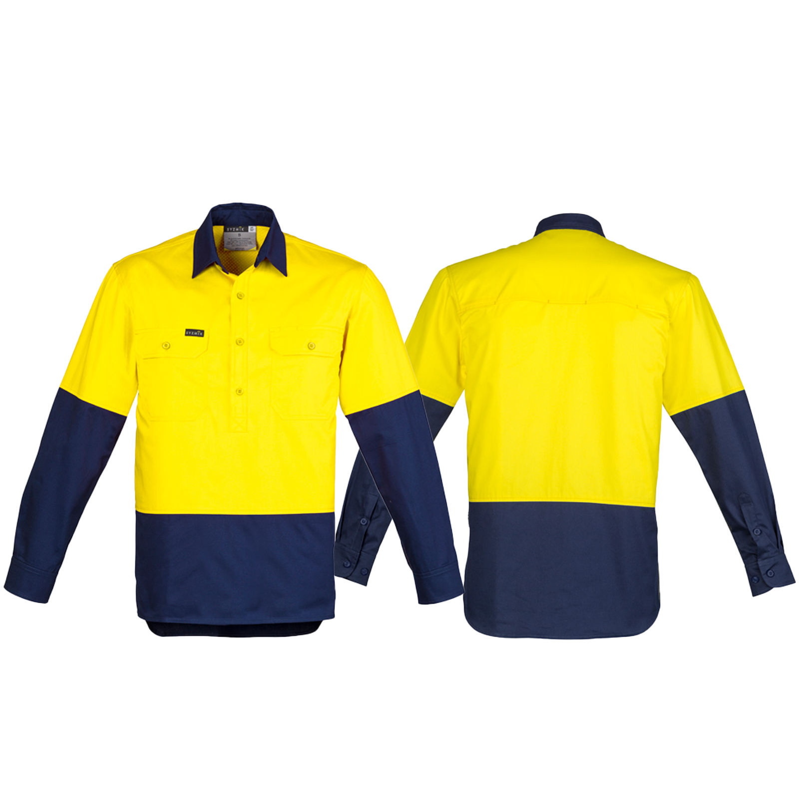 ZW560_Yellow_Navy_Front_Back_Syzmik_SunSafe_Australia.png