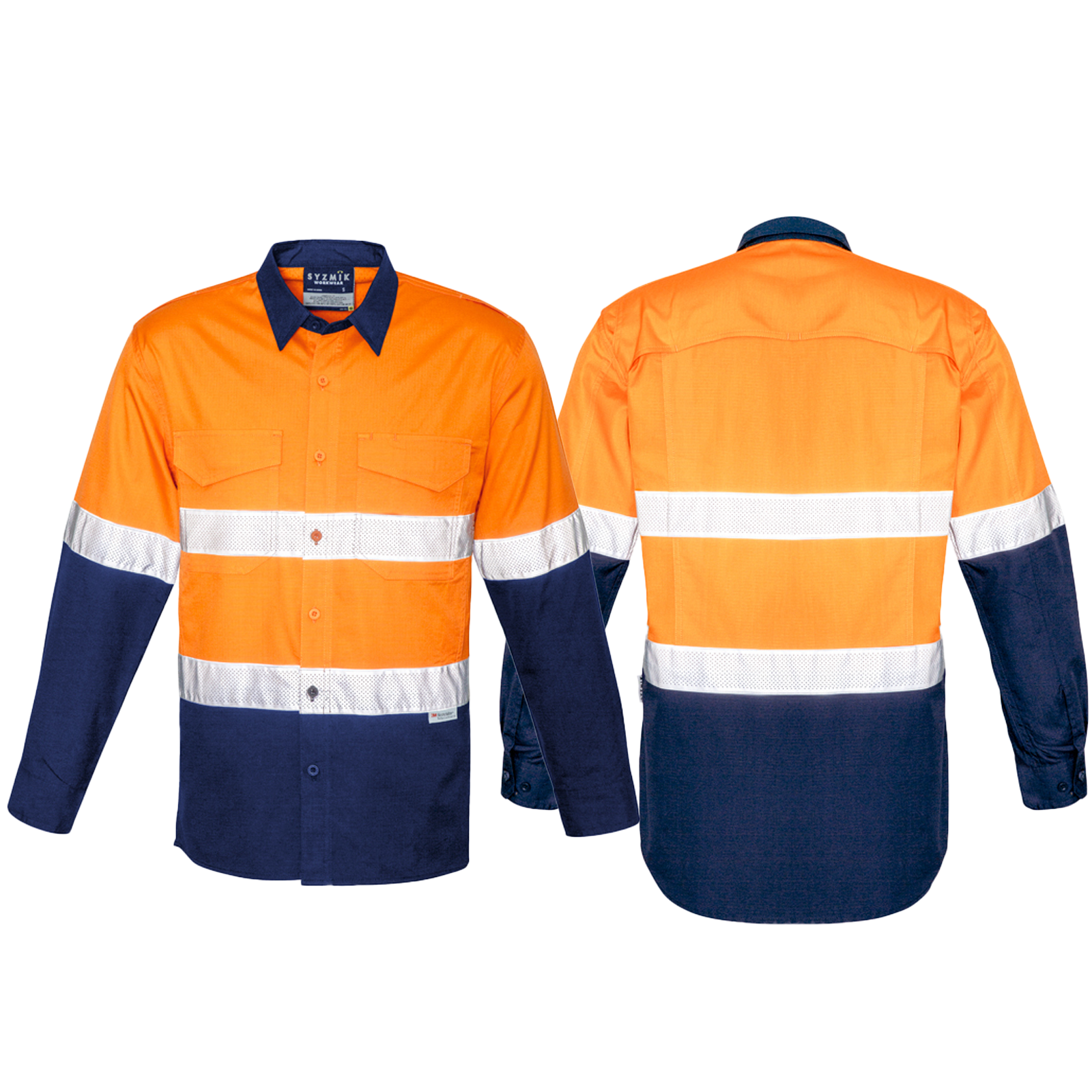 ZW129_Orange_Navy_Front_Back_Syzmik_SunSafe_Australia.png