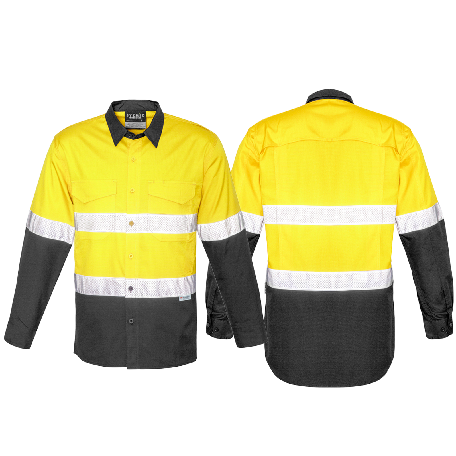 ZW129_Yellow_Charcoal_Front_Back_Syzmik_SunSafe_Australia.png
