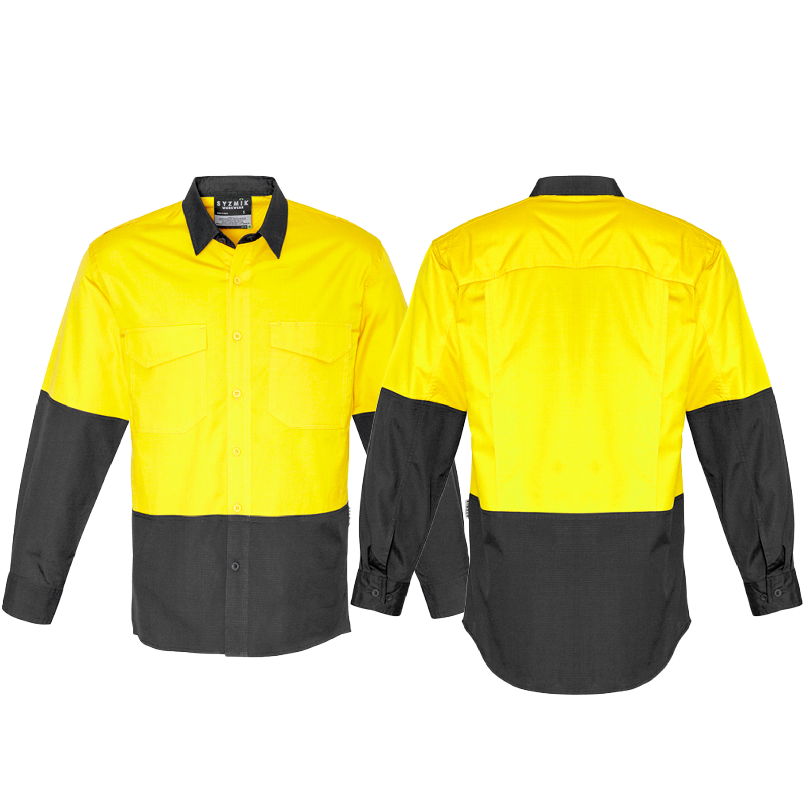 ZW128_Yellow_Charcoal_Front_Back_Syzmik_SunSafe_Australia.png