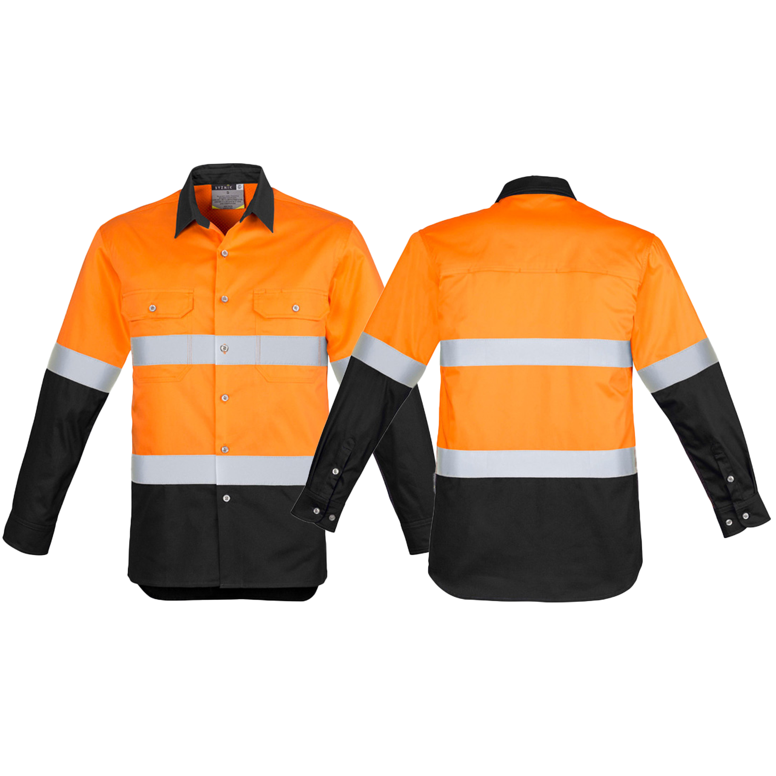 ZW123_Orange_Black_Front_Back_Syzmik_SunSafe_Australia.png