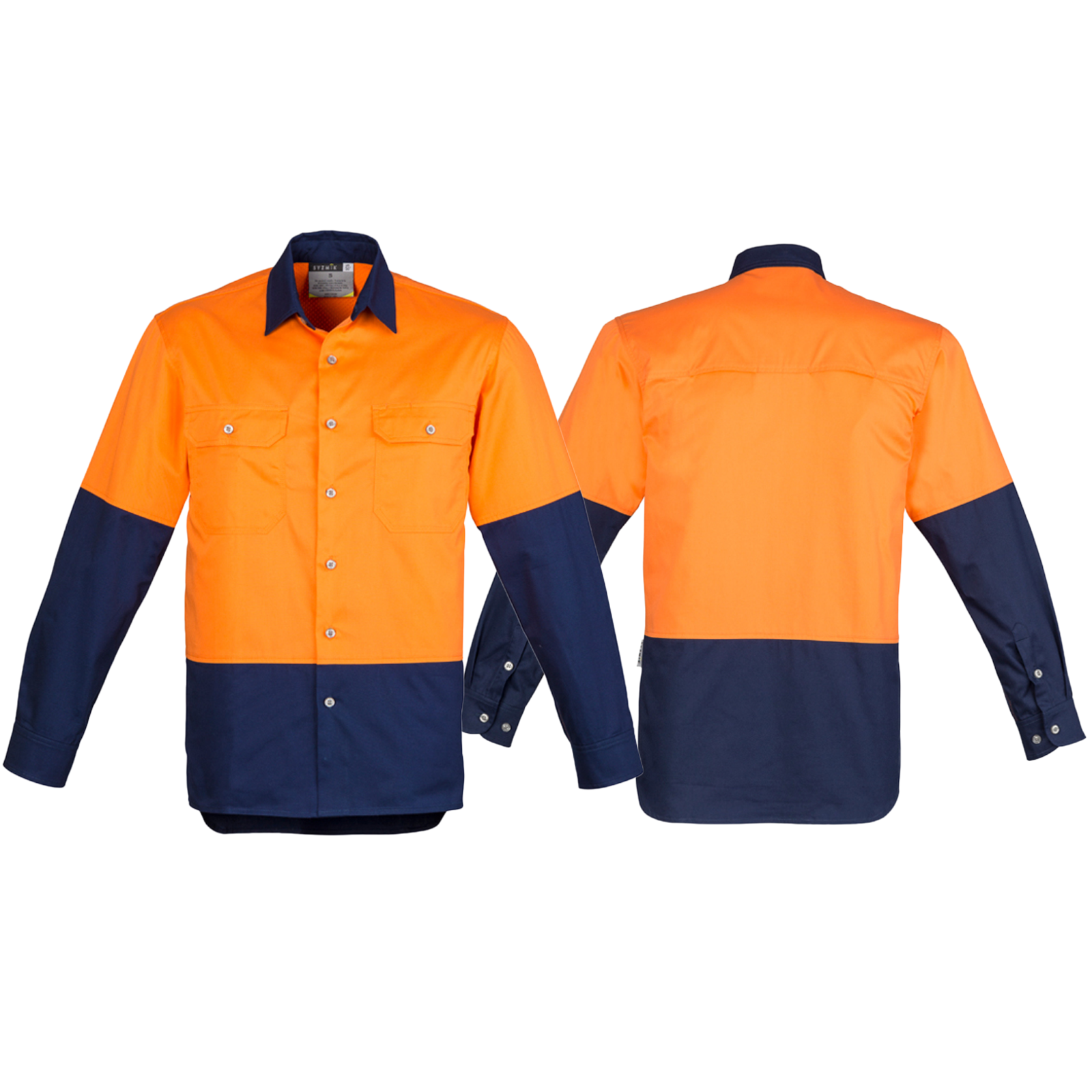 ZW122_Orange_Navy_Front_Back_Syzmik_SunSafe_Australia.png