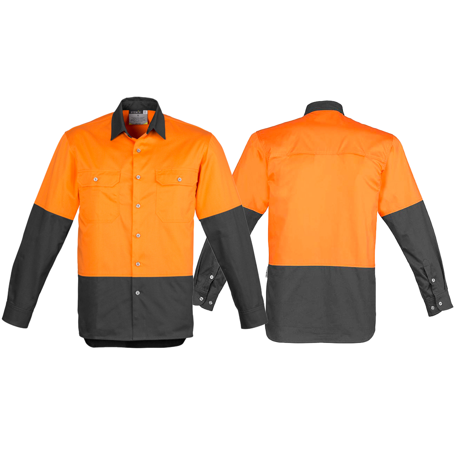 ZW122_Orange_Charcoal_Front_Back_Syzmik_SunSafe_Australia.png