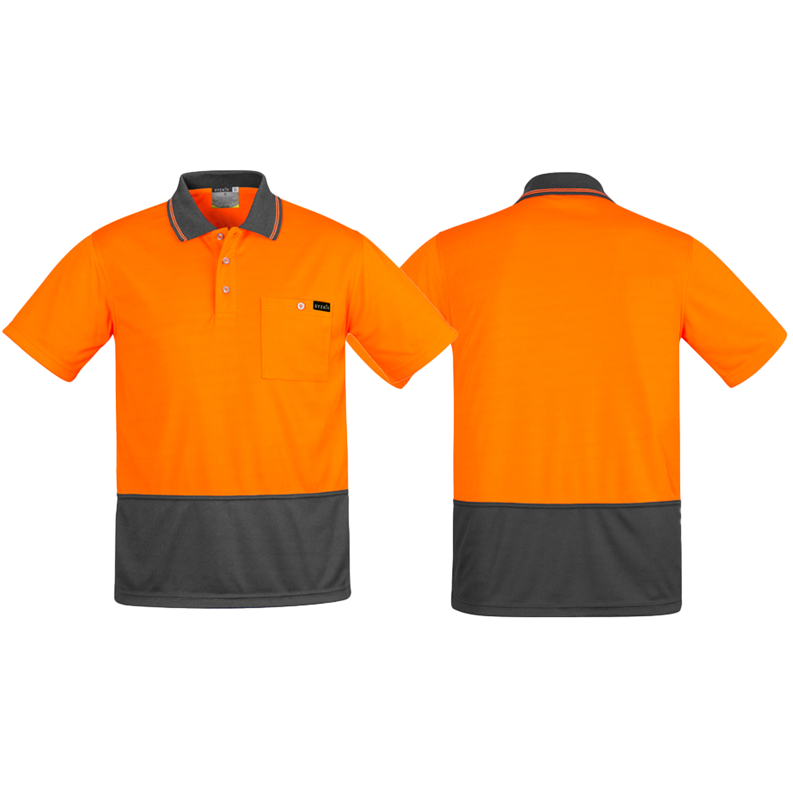 ZH415_Orange_Charcoal_Front_Back_Syzmik_SunSafe_Australia.png