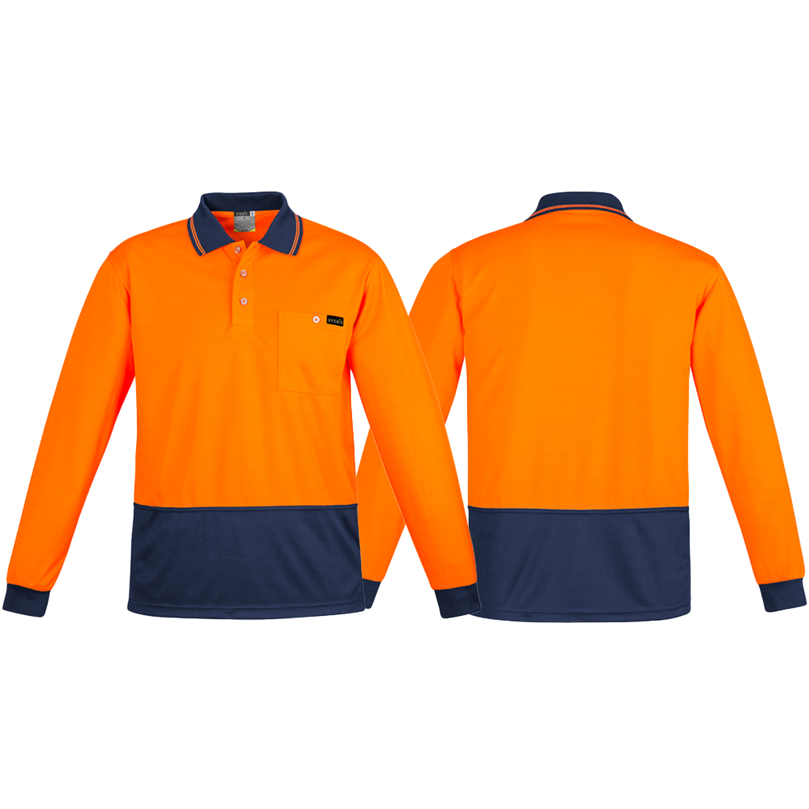 ZH410_Orange_Navy_Front_Back_Syzmik_SunSafe_Australia.png