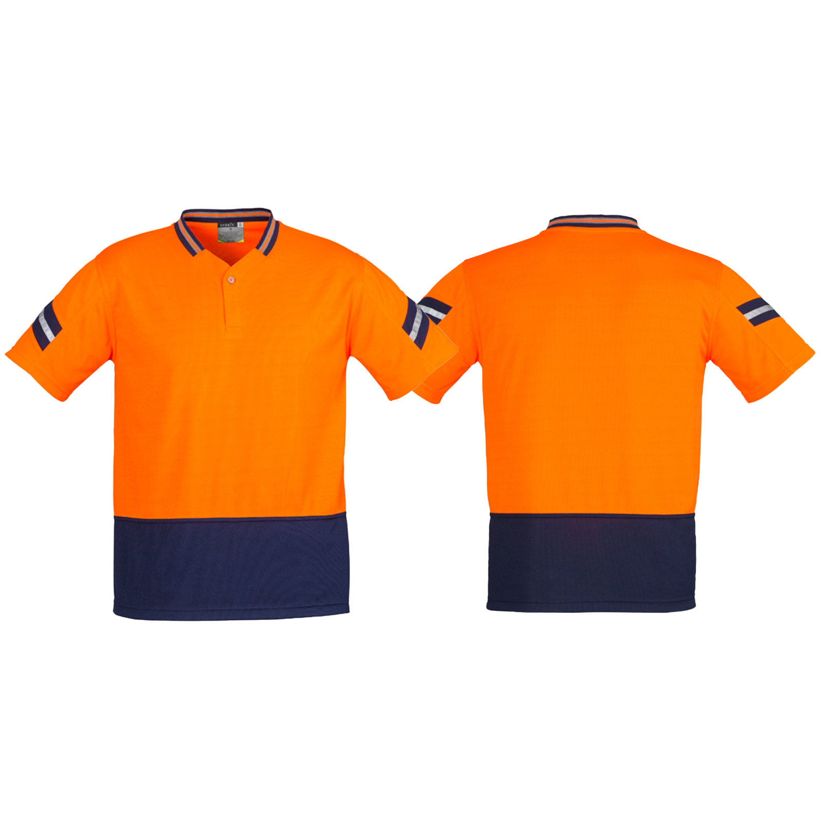ZH245_Orange_Navy_Front_Back_Syzmik_SunSafe_Australia.png