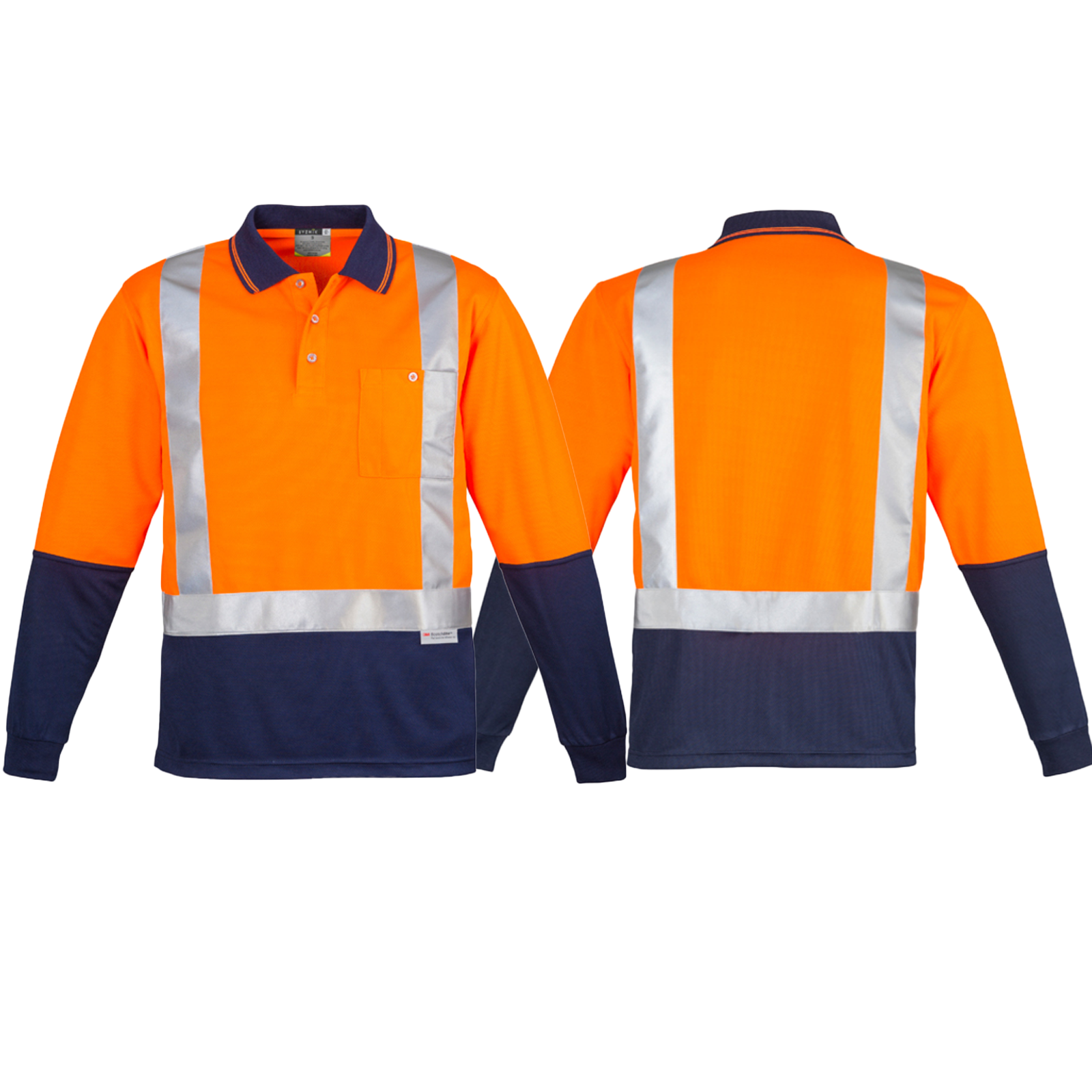 ZH234_Orange_Navy_Front_Back_Syzmik_SunSafe_Australia.png