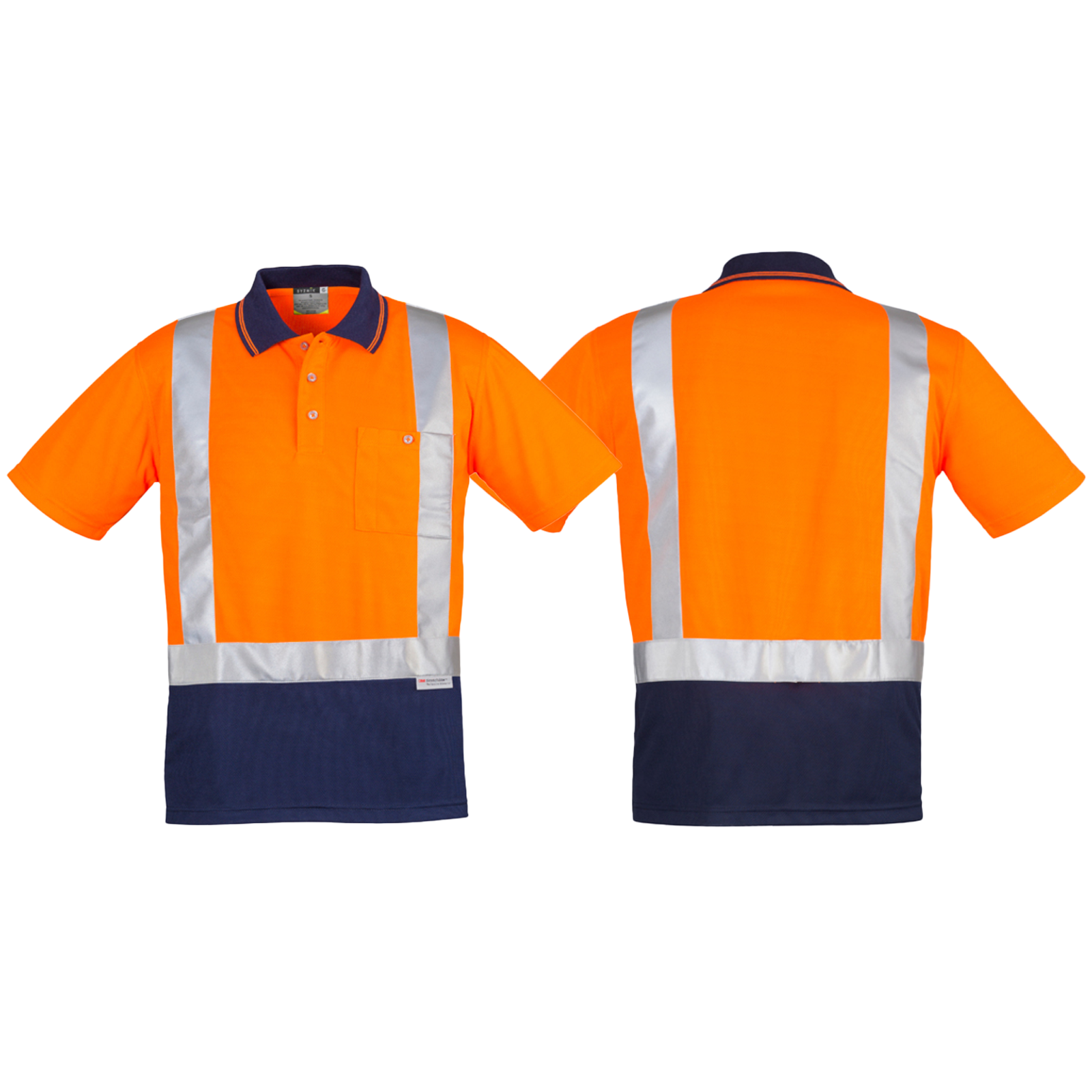 ZH233_Orange_Navy_Front_Back_Syzmik_SunSafe_Australia.png