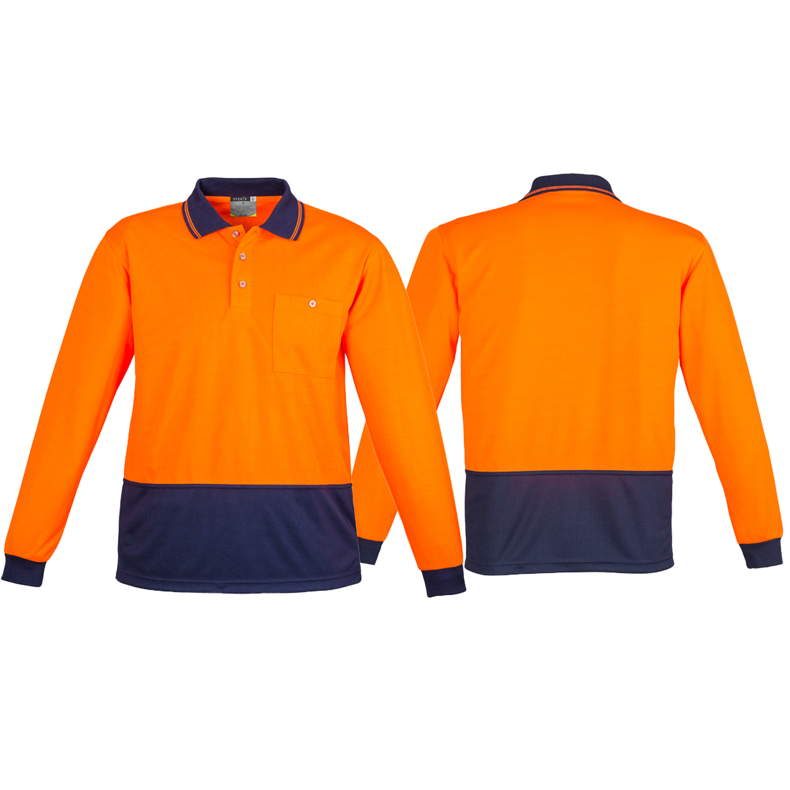 ZH232_Orange_Navy_Front_Back_Syzmik_SunSafe_Australia.png