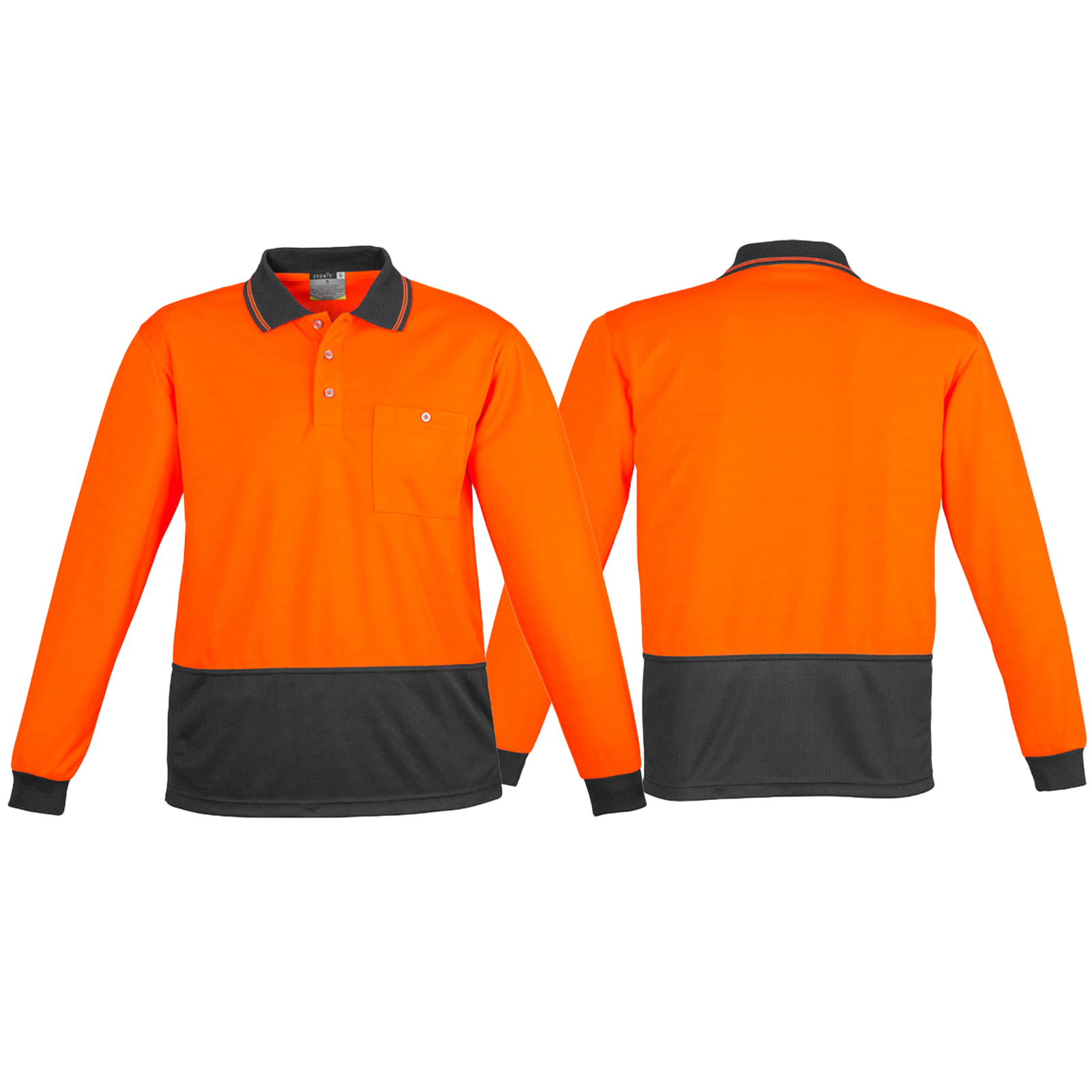 ZH232_Orange_Charcoal_Front_Back_Syzmik_SunSafe_Australia.png