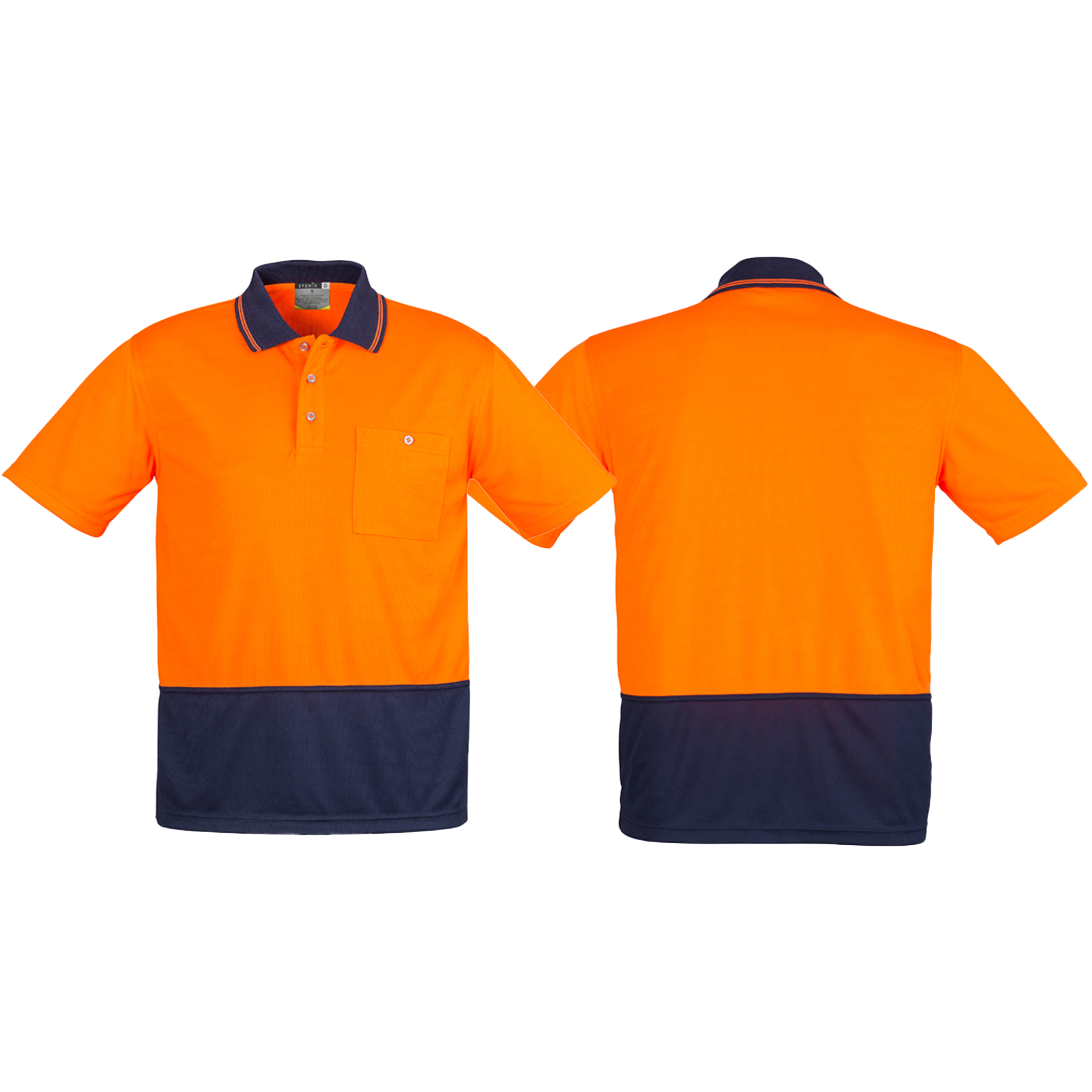 ZH231_Orange_Navy_Front_Back_Syzmik_SunSafe_Australia.png