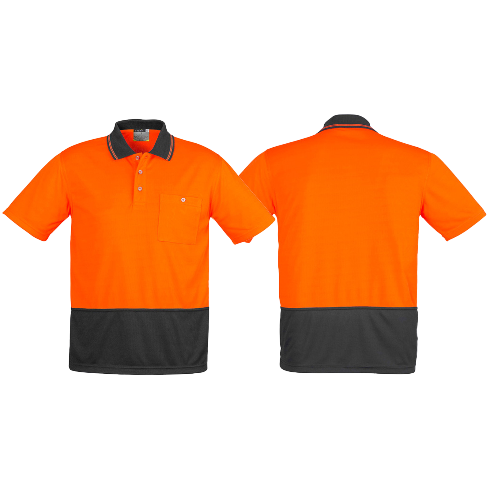 ZH231_Orange_Charcoal_Front_Back_Syzmik_SunSafe_Australia.png