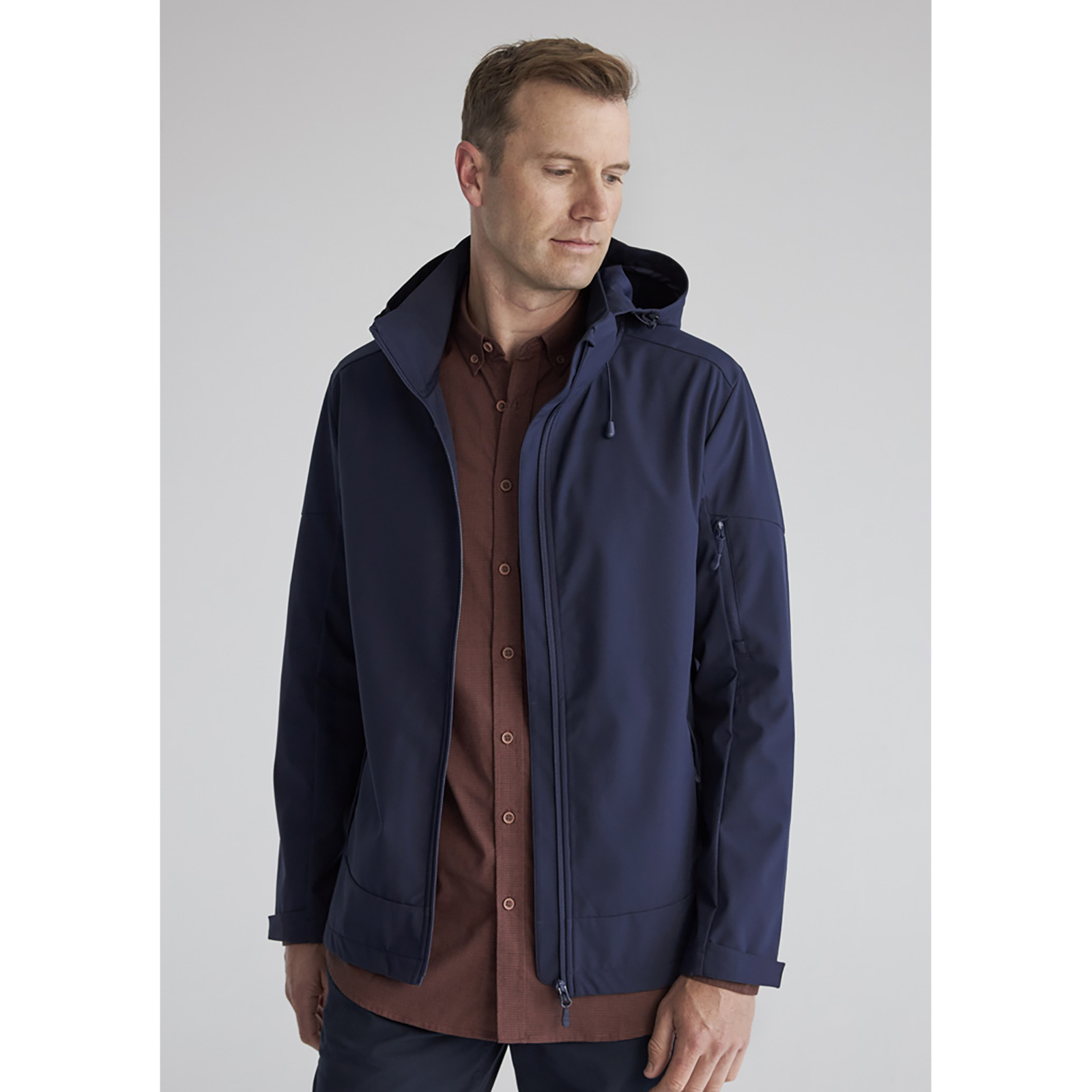 Men’s Atlas Jacket with 10,000mm waterproof rating, recycled polyester shell and removable hood
