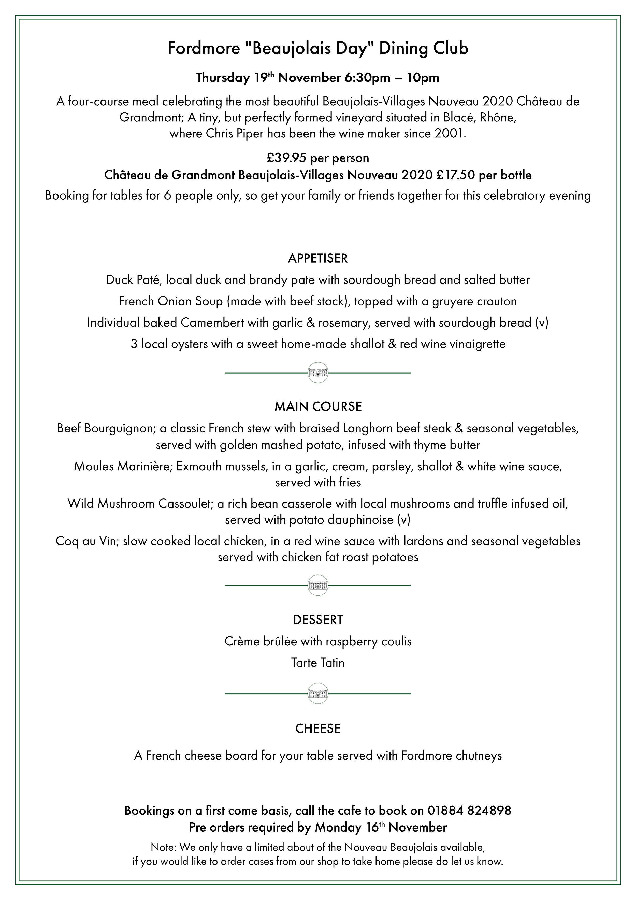 Fordmore "Beaujolais Day" Dining Club