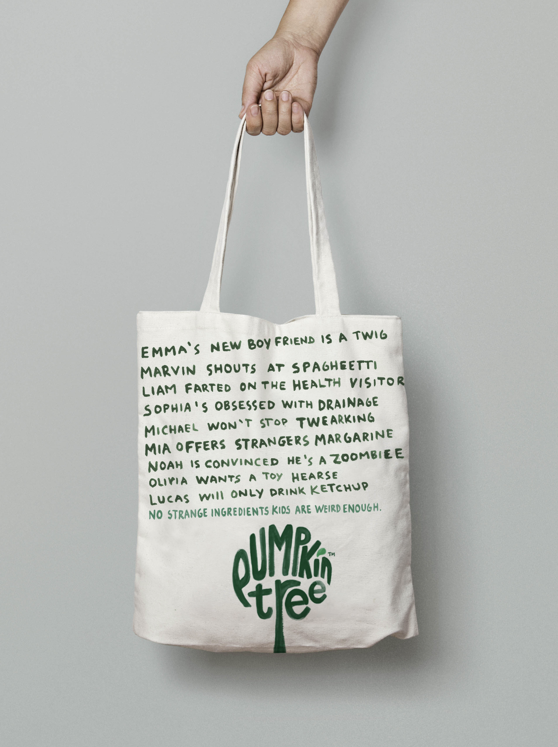 Tote bag side 2 – complete with horrendous typos and punctuation – designers eh? (not final print version, luckily)