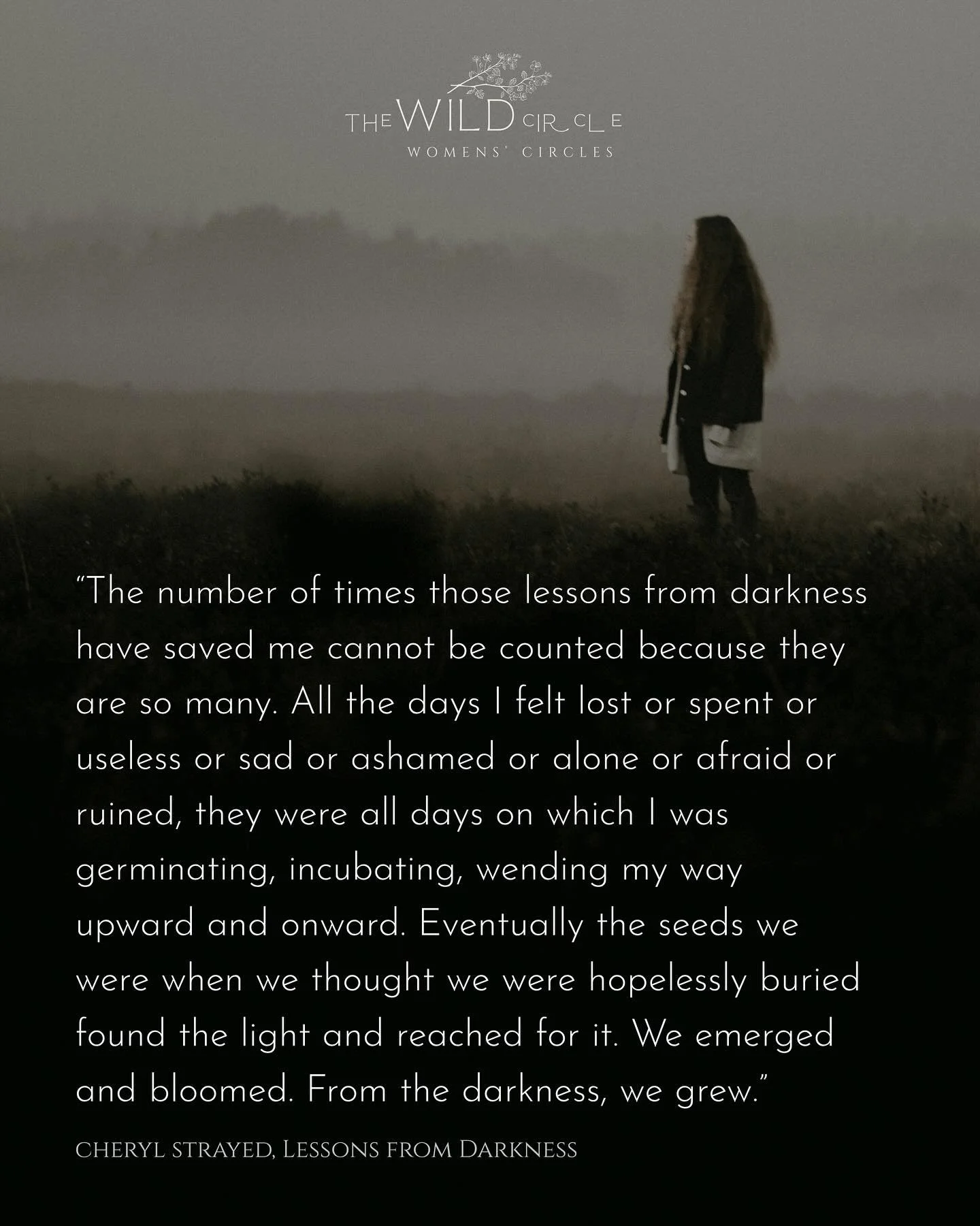 Wisdom from my inbox. Cheryl Strayed is one of my favourite writers and this puts into words everything I think about living into the seasons, welcoming the dark as much as the light and trusting the circular nature of things, the need to dig in, roo