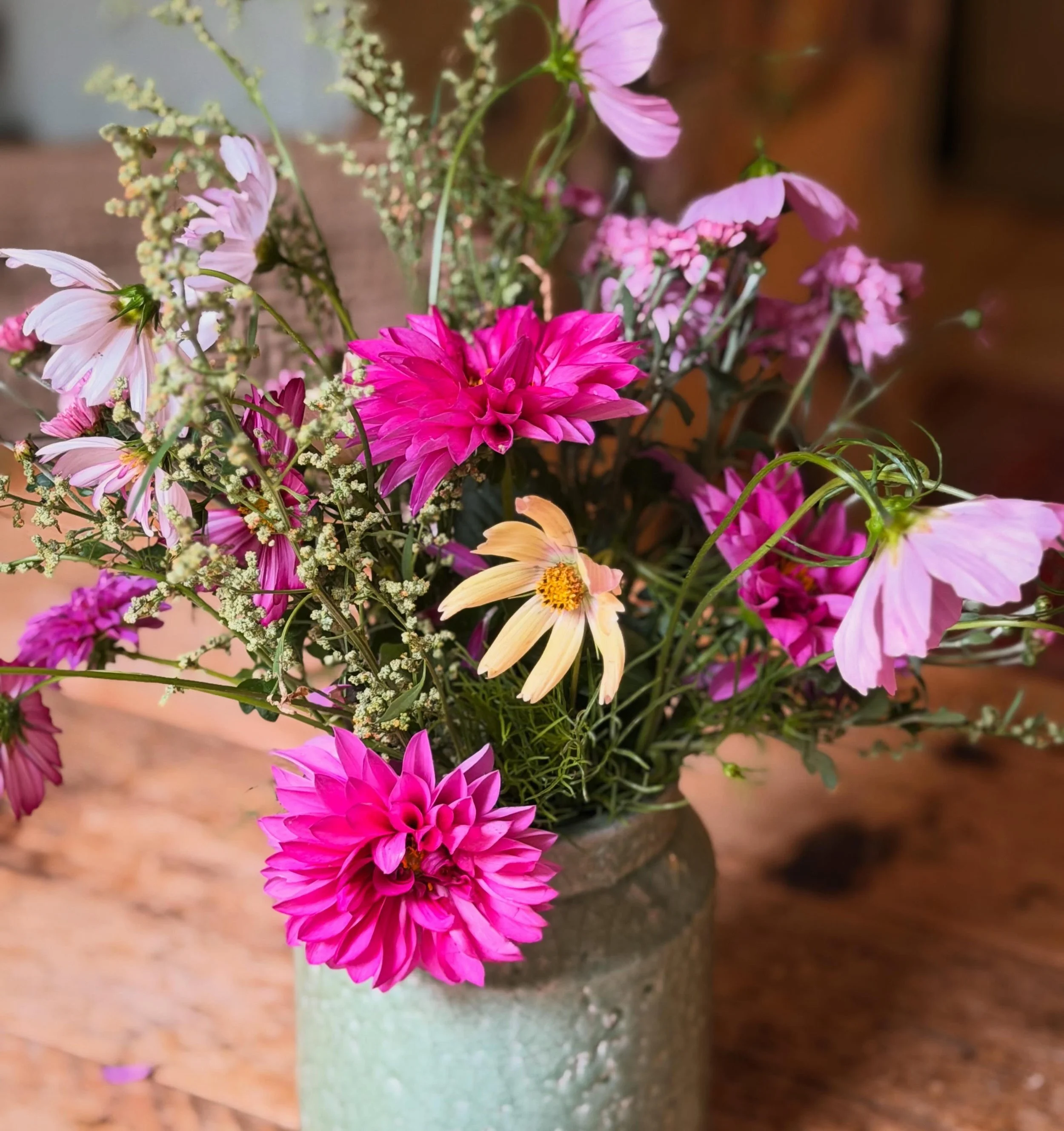 The simplest of late summer joys, and the most exquisite moment of duality. Writing this warmed by the log fire, curled on the sofa, under a blanket, while enjoying the last vase of my garden's late summer bounty. This liminal time we're in now can b