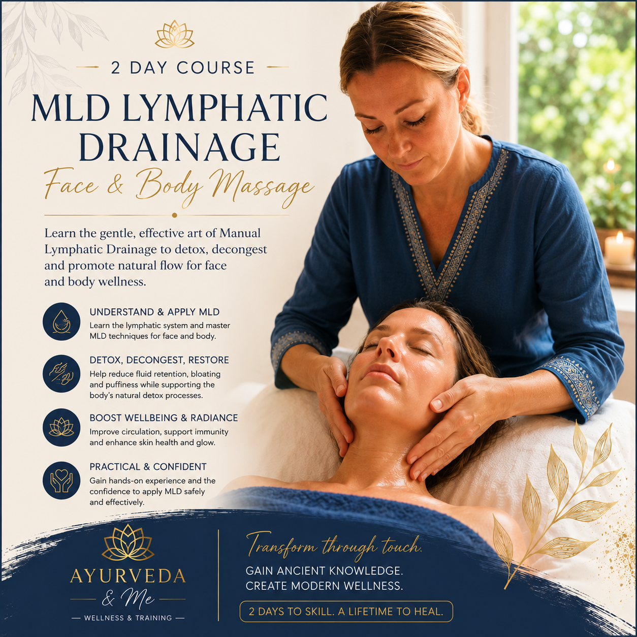 MLD Manual Lymphatic Drainage 2 Day Face & Body Massage Combined