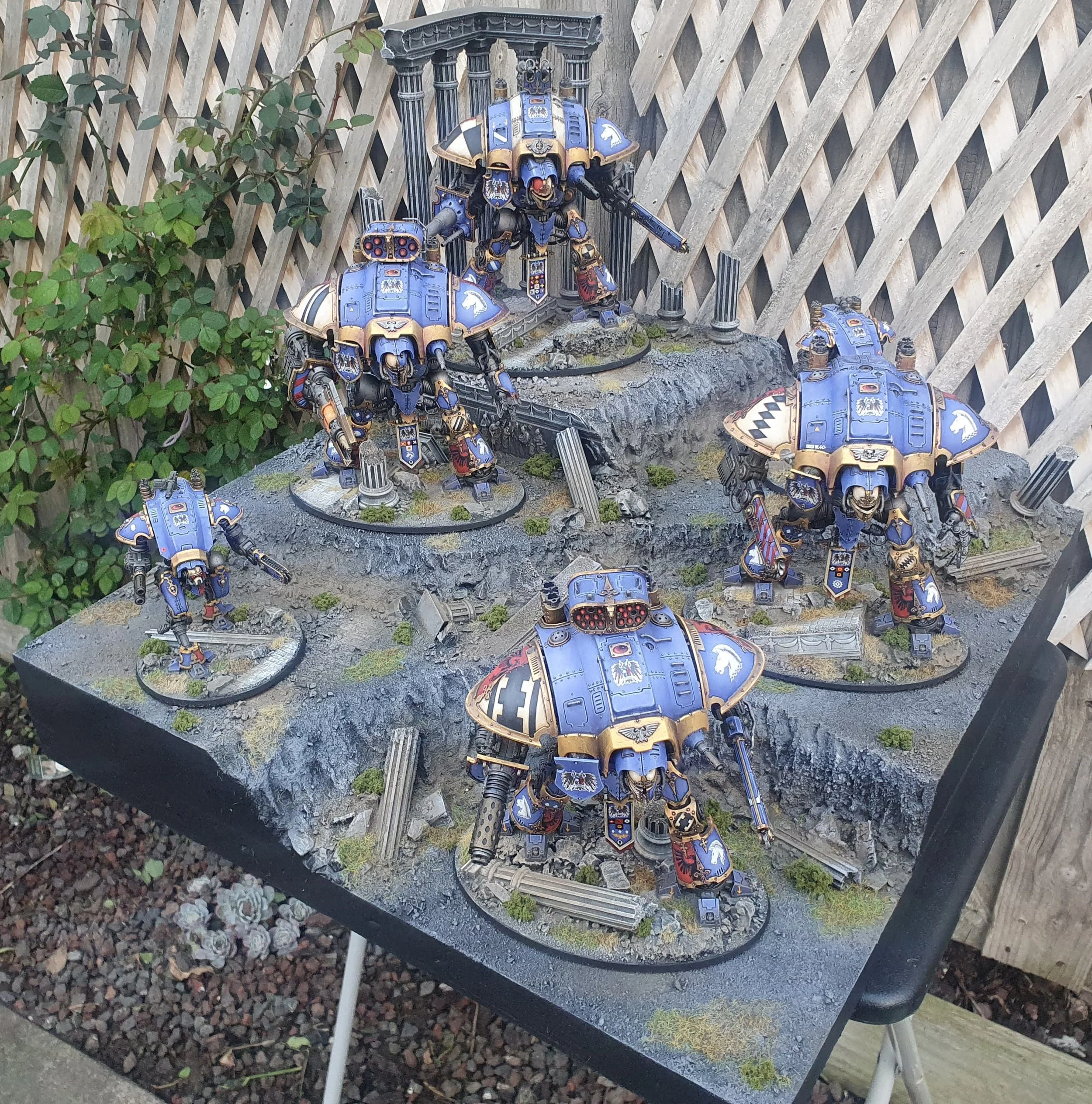 Imperial Knights on custom display base with 3D printed components