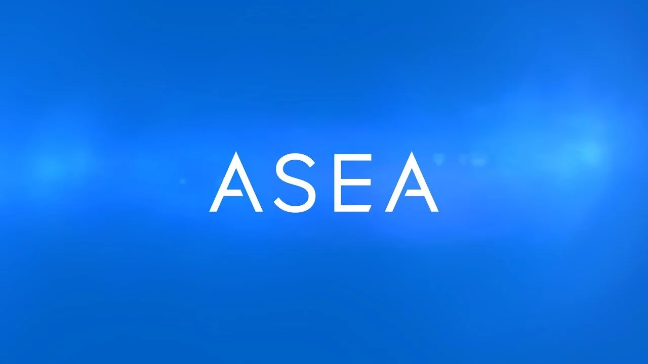 The word 'ASEA' in white text on a blue gradient background.