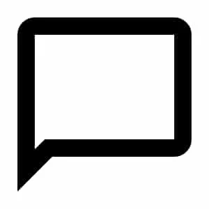 Black outline speech bubble on a white background.