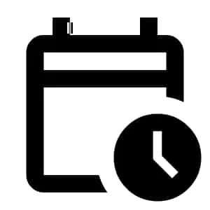 Calendar page with a clock icon