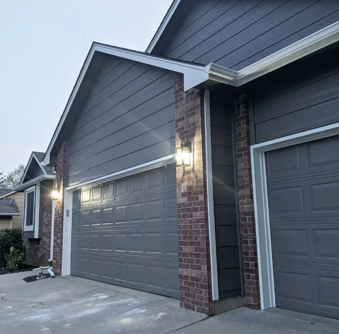 Residential house with two garage doors