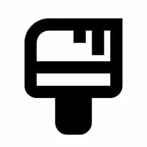 A black graphic of a popsicle with a rectangular shape and a stick handle.