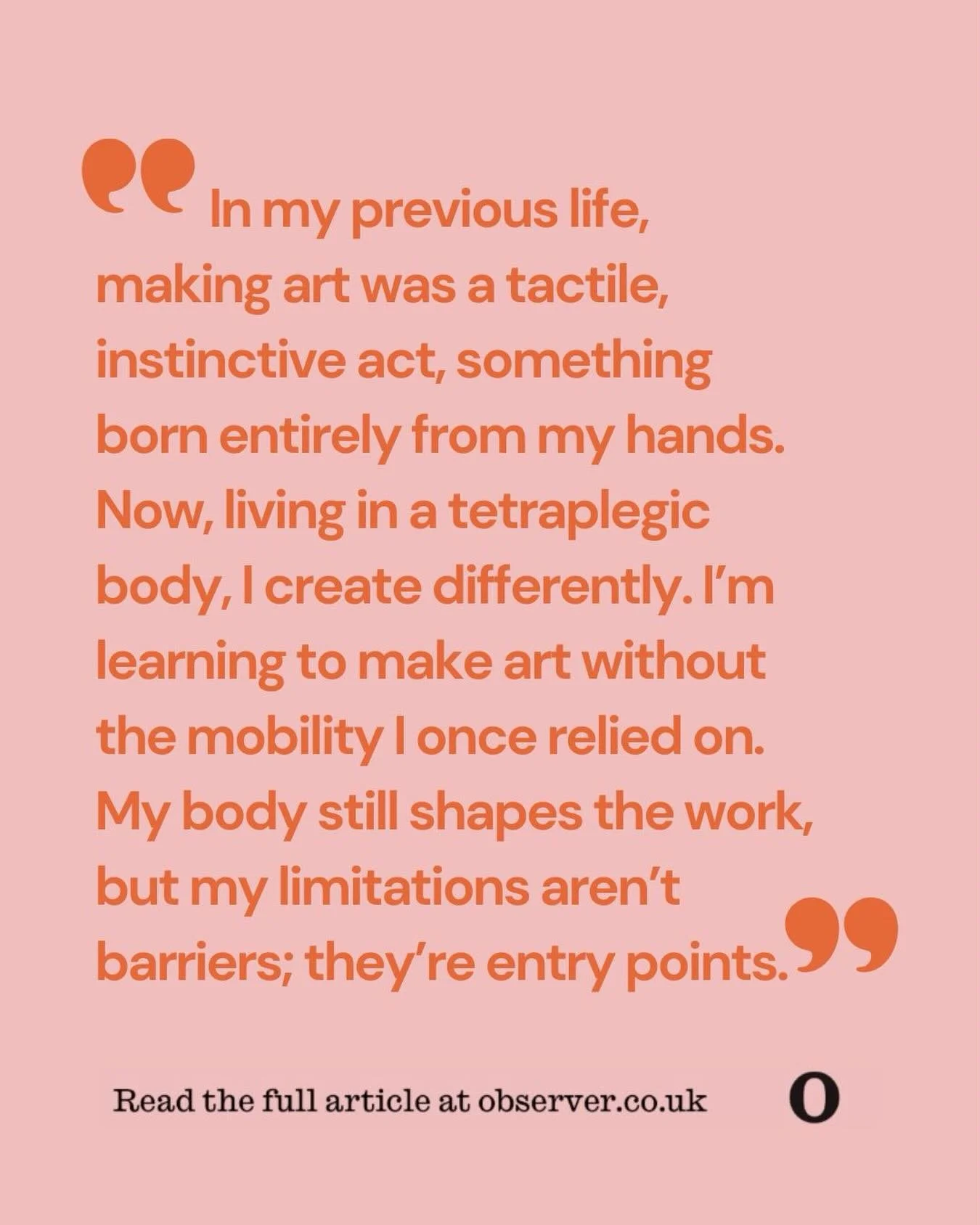 A quote from my first-person piece for The Observer!

To read the full article head to my link in bio