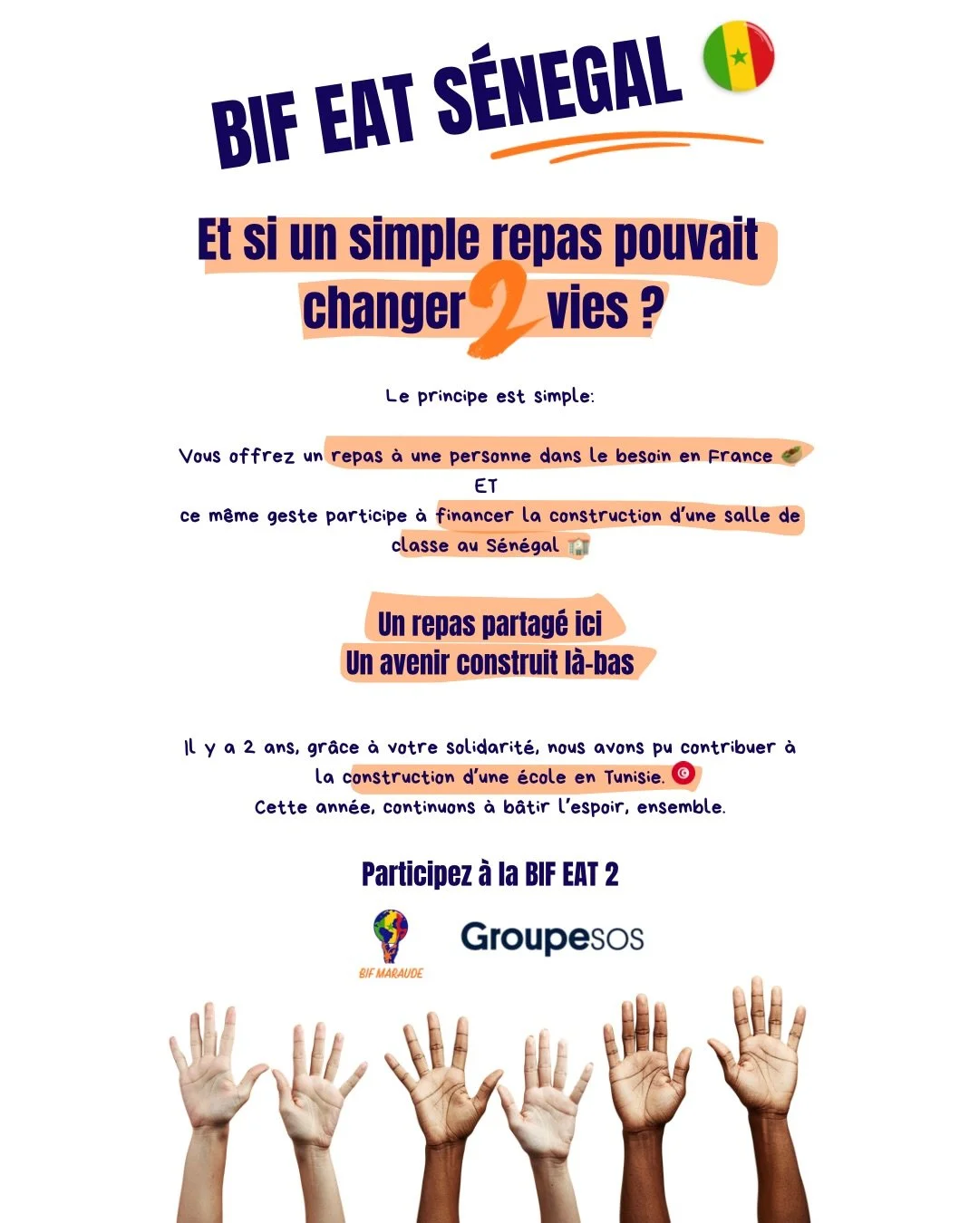 Un repas partag&eacute; ici, Un avenir construit l&agrave;-bas

Lien pour commander en description 🙌

Distribu&eacute;s le samedi 14 mars &agrave; des demandeurs d&rsquo;asile dans les h&eacute;bergements d&rsquo;urgence du @groupe_sos, ces repas se
