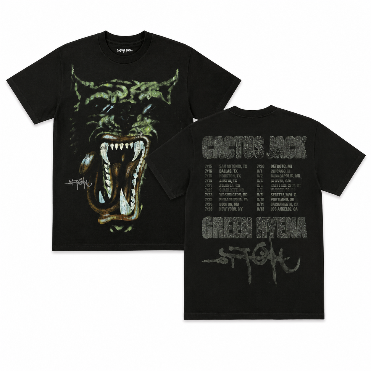 Cactus Jack by Travis Scott Green Hyena Tour Tee