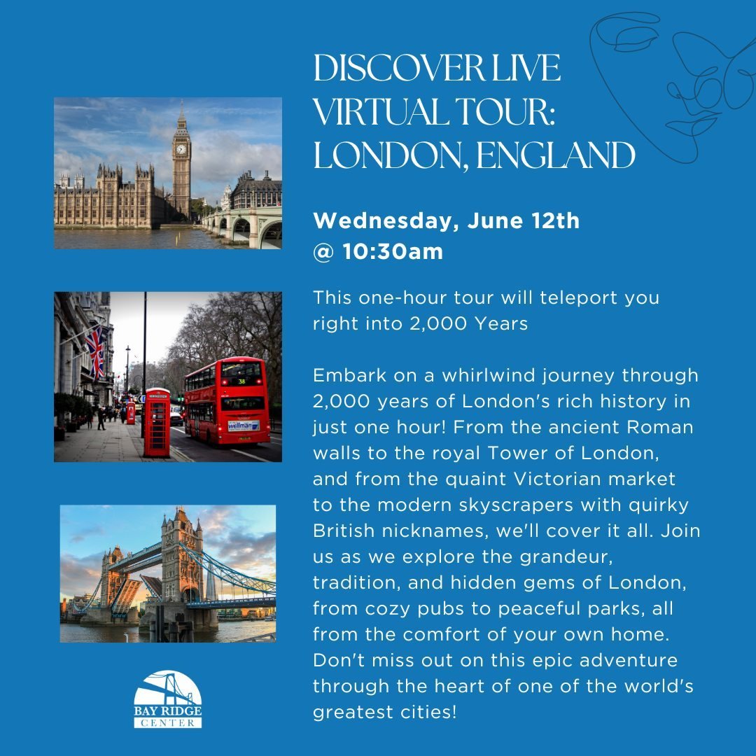 Journey through 2,000 Years of London in One Hour! 🇬🇧 Join our Live Virtual Tour on Wednesday, June 12th @ 10:30am. From ancient Roman walls to modern skyscrapers, explore the grandeur, tradition, and hidden gems of London&mdash;all from the comfor