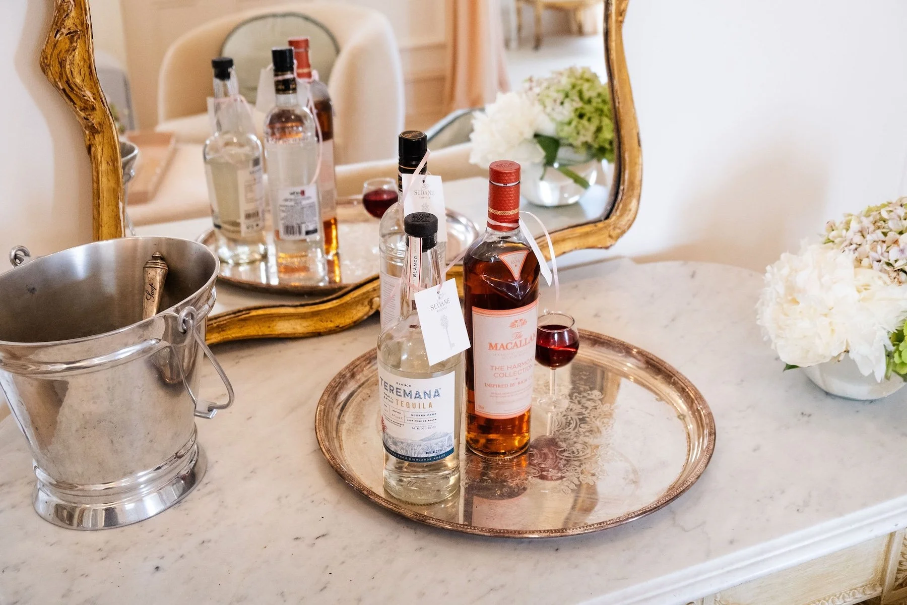 Cocktails in the bridal suite.