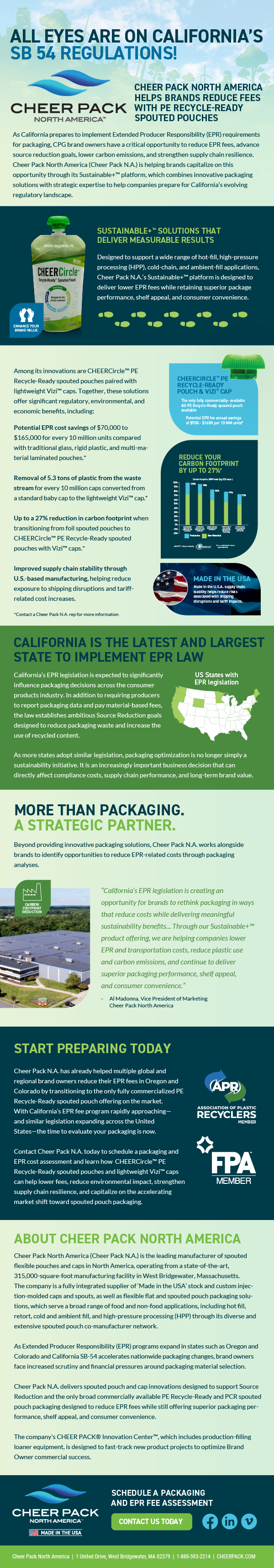 All Eyes are on California’s SB 54 Regulations: Cheer Pack North America Helps Brands Reduce EPR Fees with PE Recycle-Ready Spouted Pouches