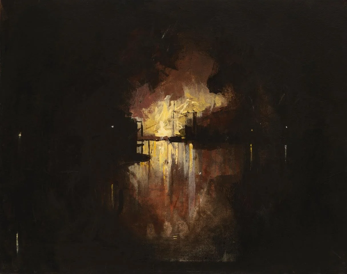 ARSON ATTACK, acrylic on canvas, 50 x 40 cm