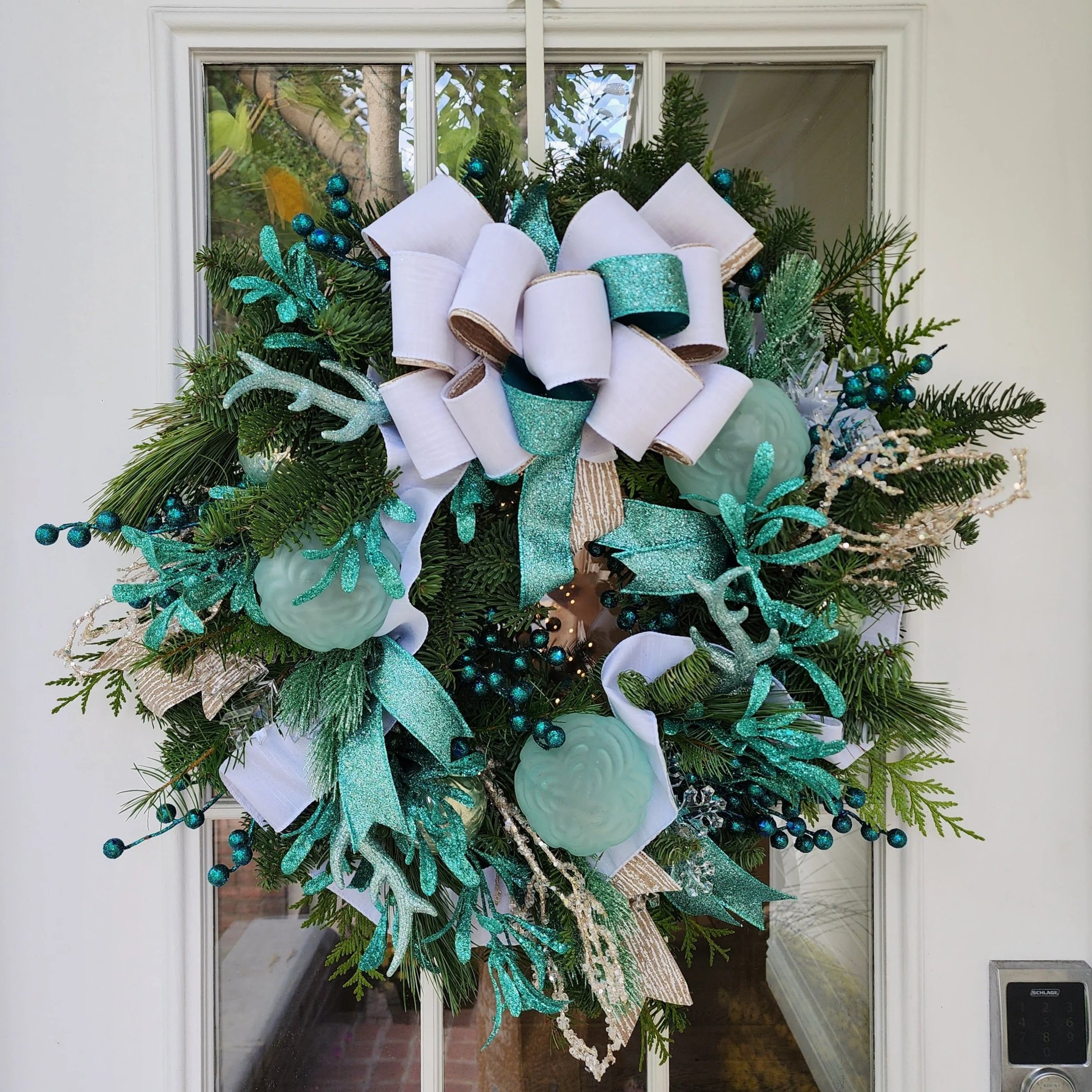Christmas Wreath, Winter Wreath, Seaside Wreath, Nautical Wreath, Turquoise Wreath