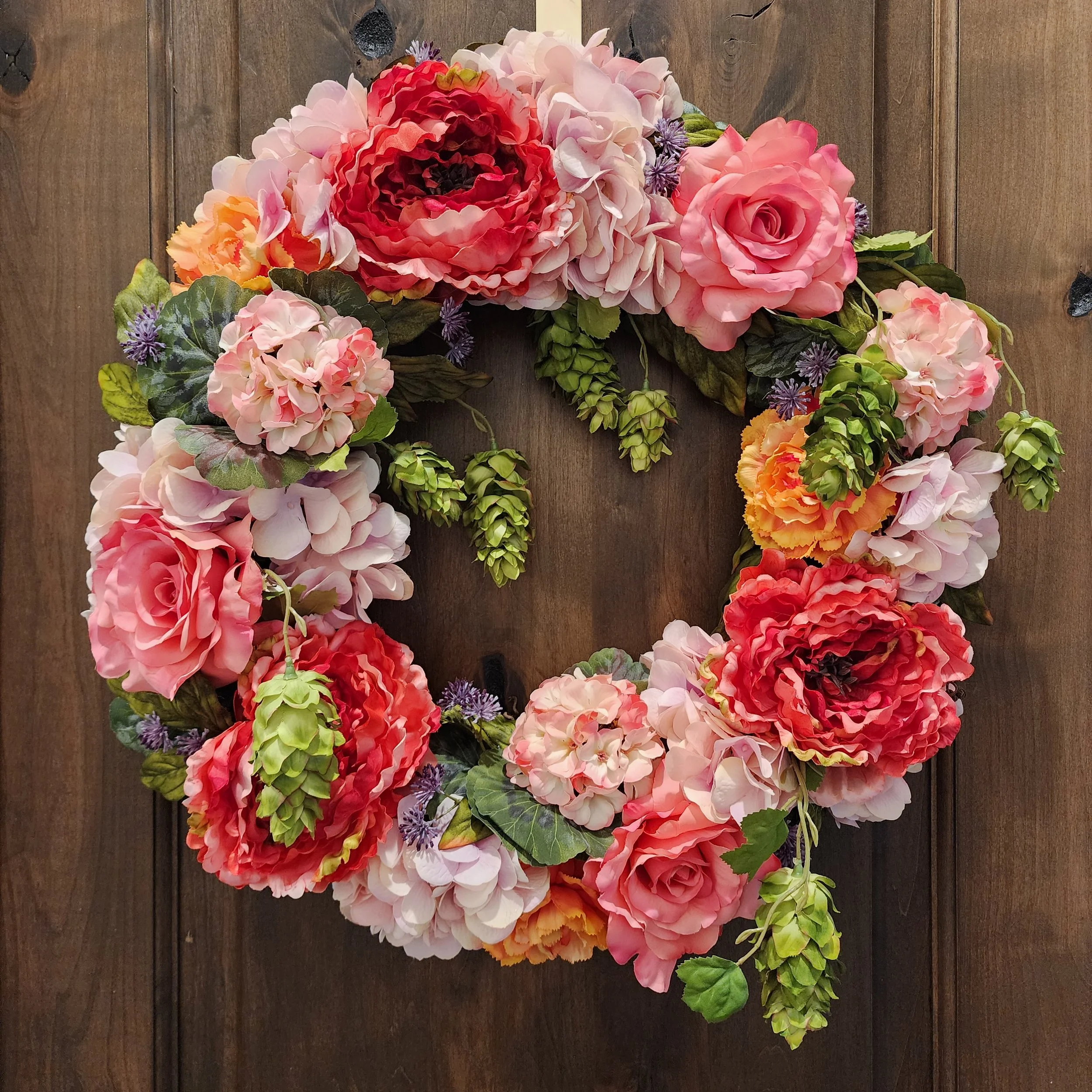 Floral Wreath, Spring Wreath, Summer Wreath, Flower Wreath, Pink Wreath, Peach Wreath