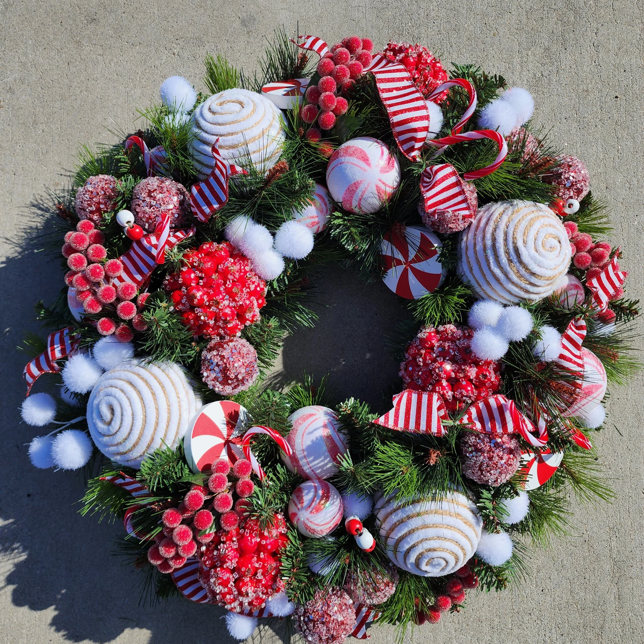 Christmas Wreath, Red and White Wreath, Peppermint Wreath