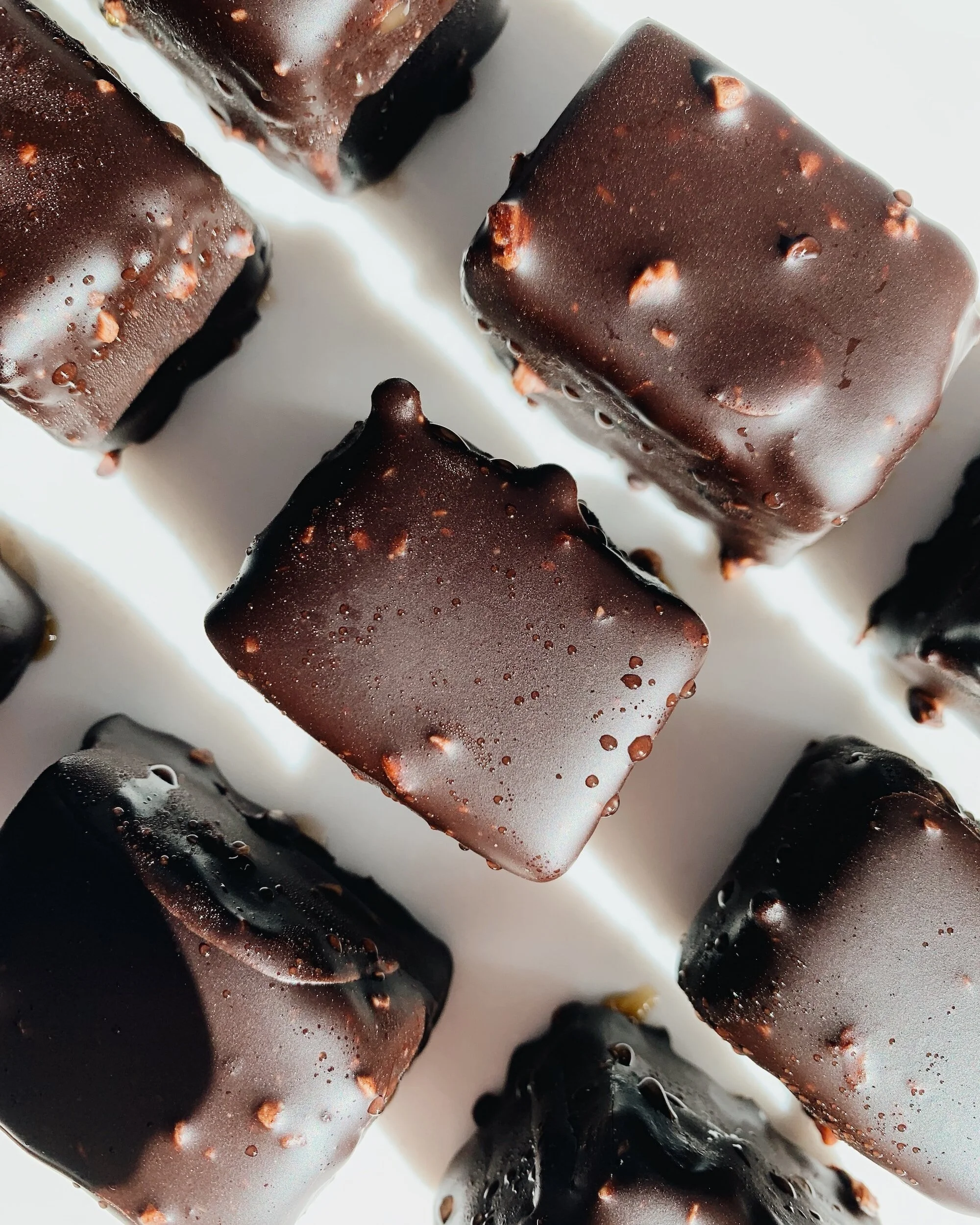 Milk chocolate-Dipped Rice Krispies squares with Sea Salt
