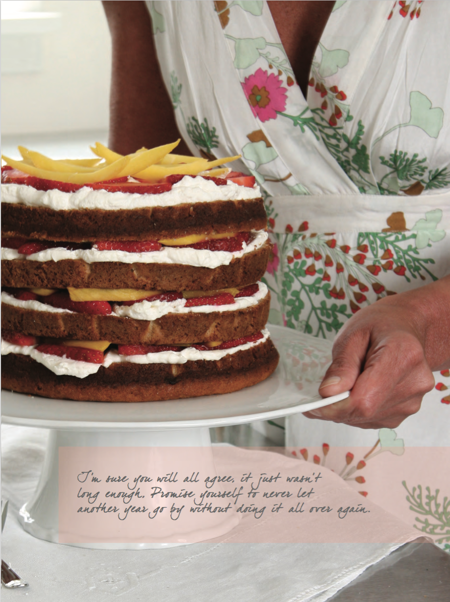 Banana Cake with Mango and Strawberries