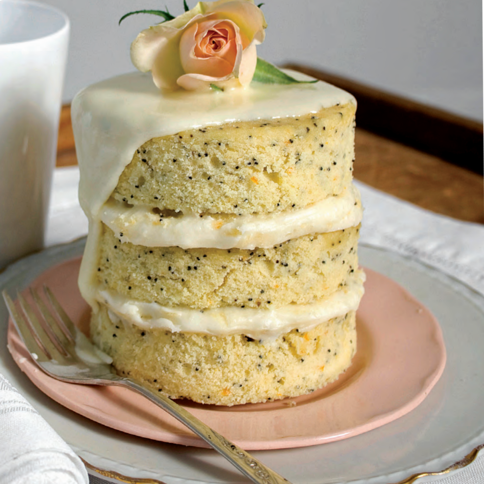 Citrus Cake with Cream Cheese Frosting and Lemon Glaze