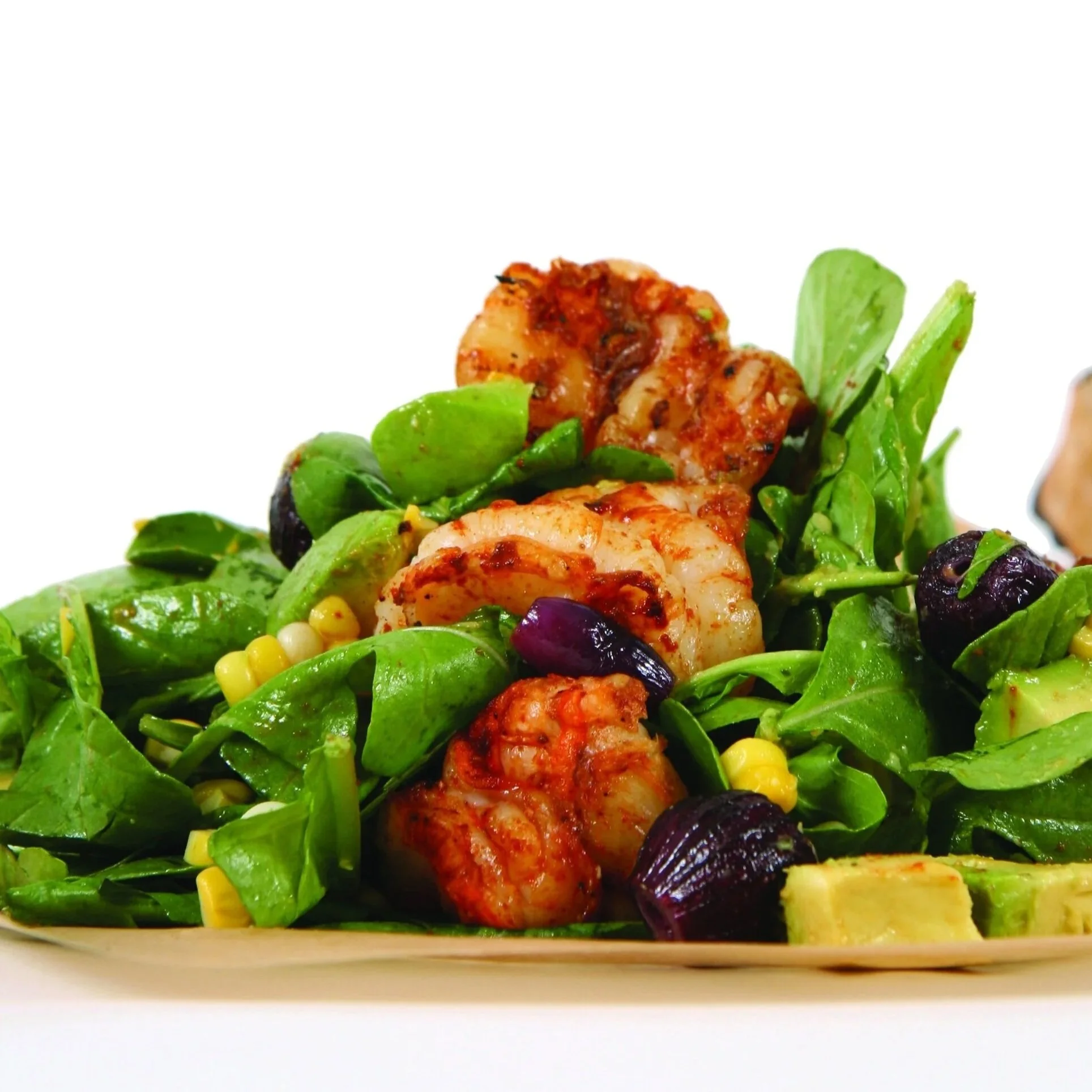 Smoked Paprika Prawns, with Avocado and Arugula Salad