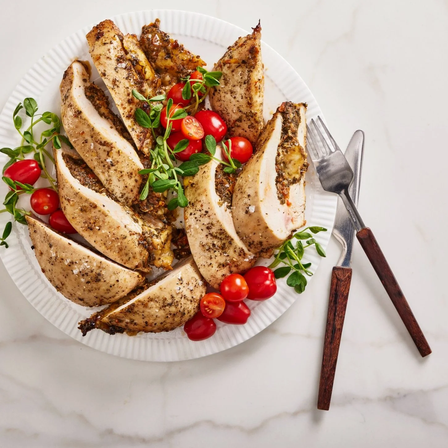 Caprese stuffed chicken breasts - the presentation alone is restaurant-worthy