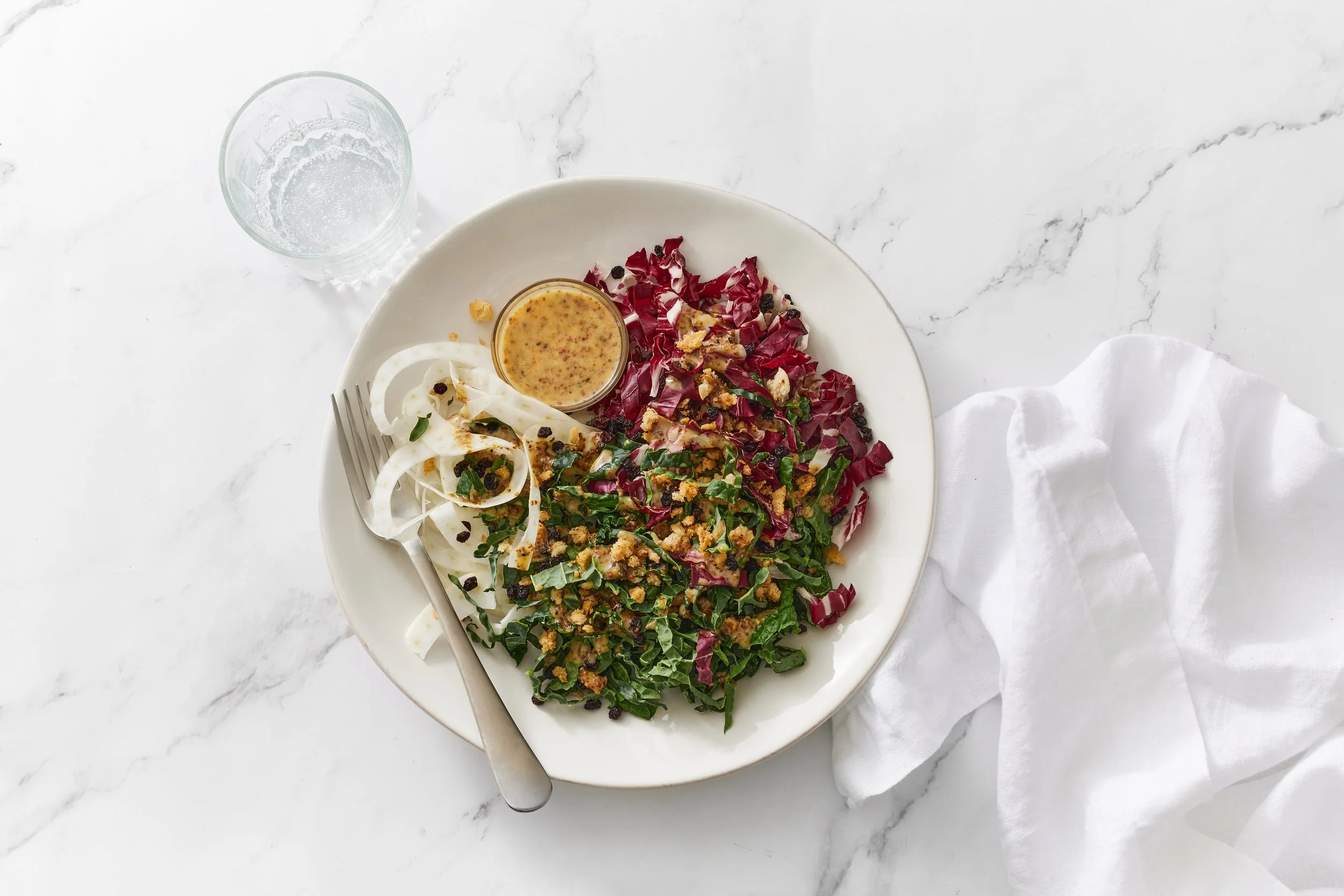 Kale &amp; Radicchio Salad with Sour Dough Croutons