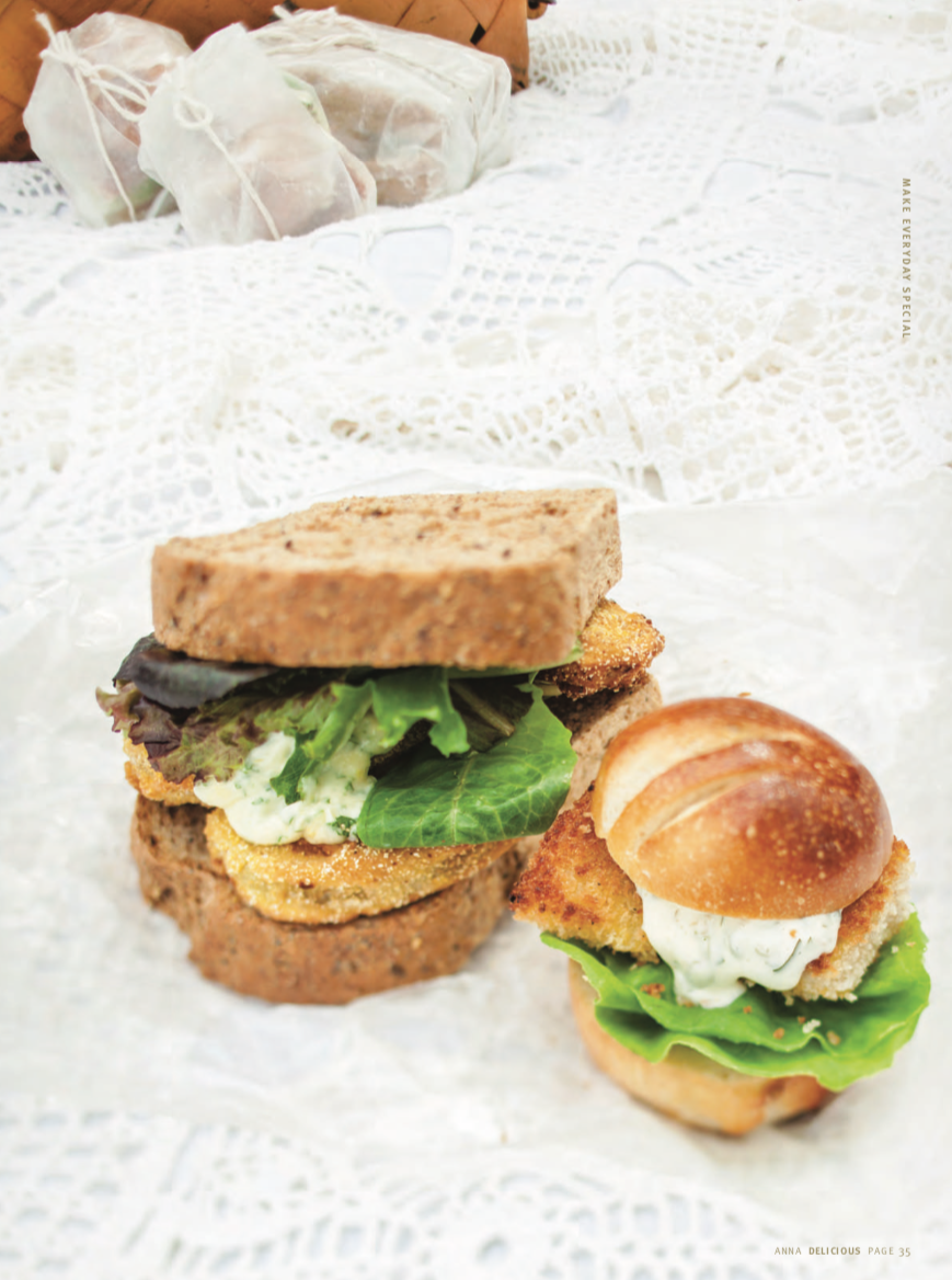 Fried Green Tomato Sandwich with Lemon Basil Aioli