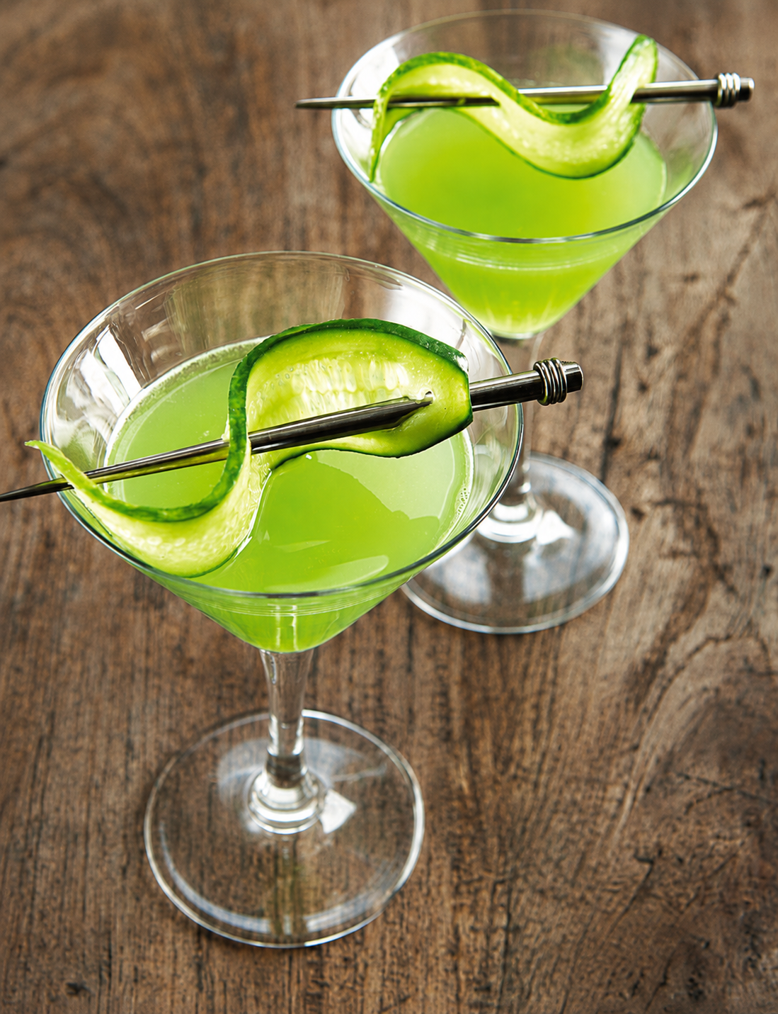 Gin with Mint and Cucumber Spear