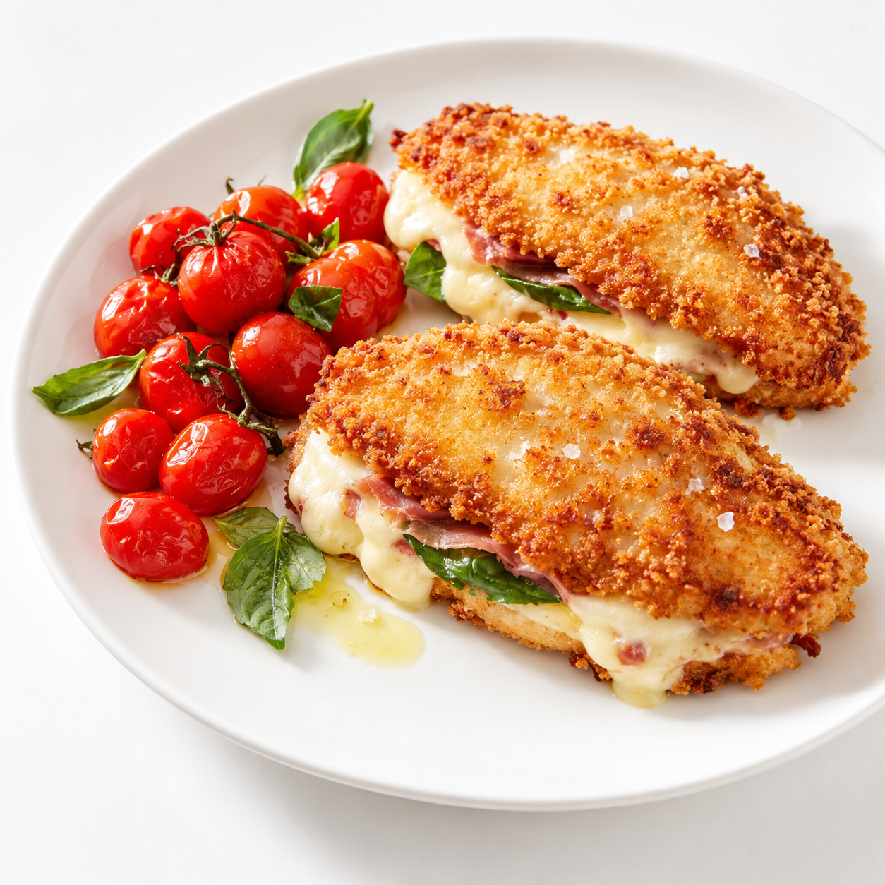 Panko-Crusted Chicken Stuffed with Ham and Mozzarella