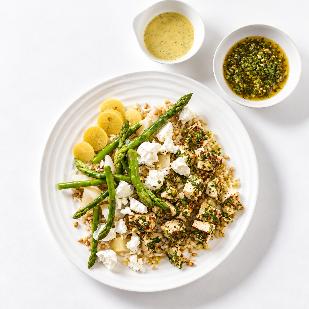 Grain Salad with Feta, Charmoula, and Preserved Lemon Dressing