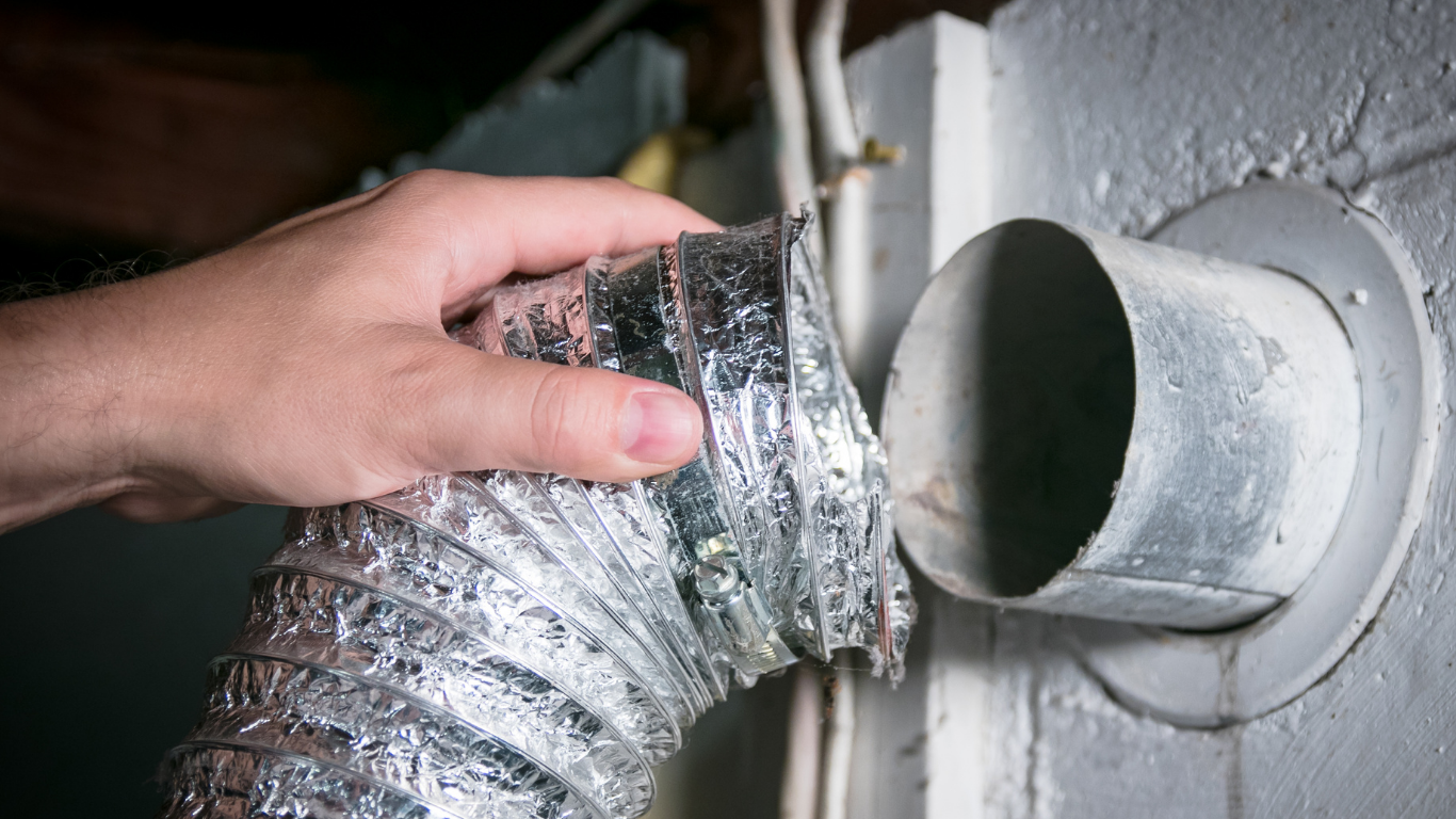 A dryer vent connection