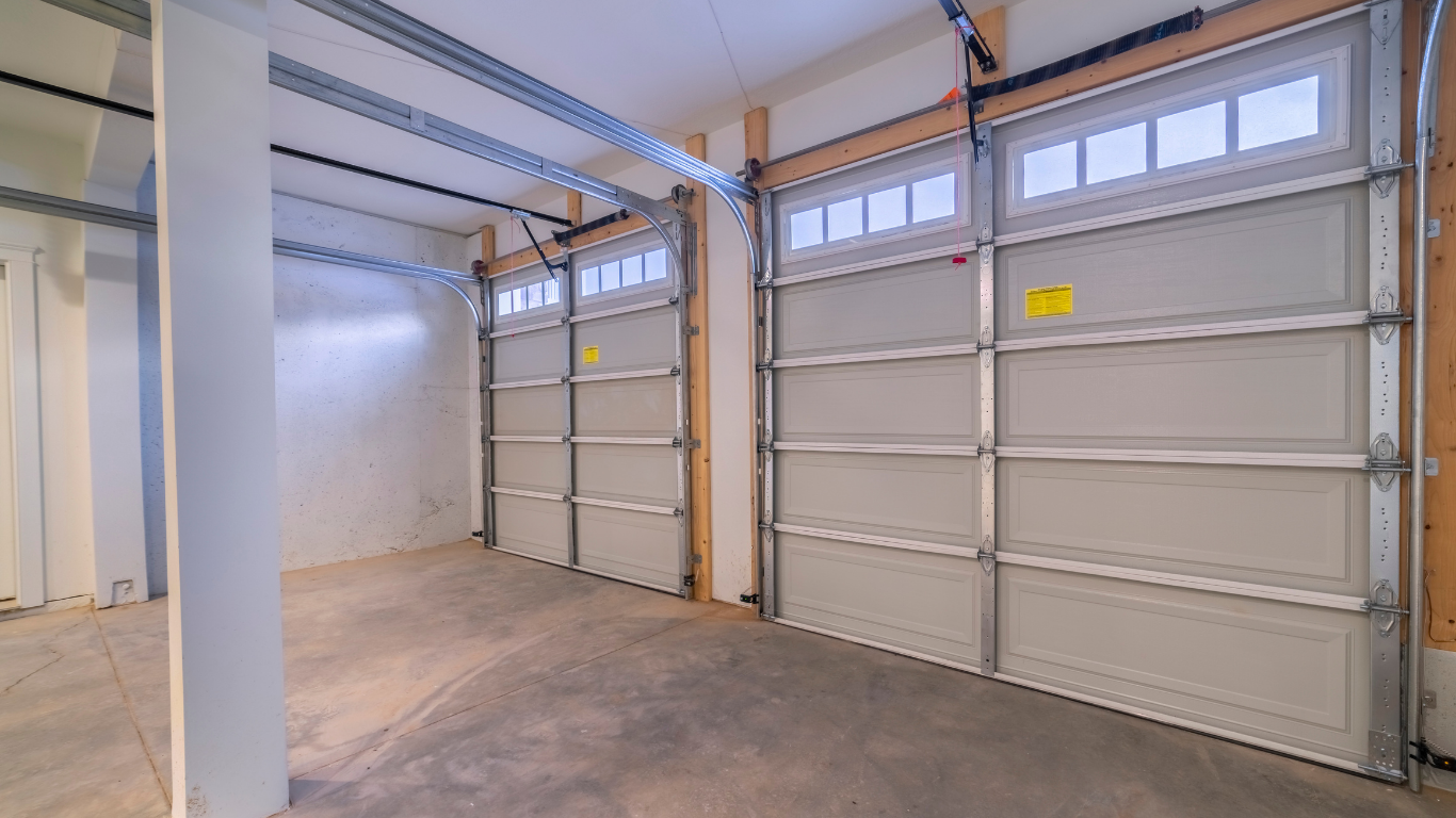 The interior of a garage door